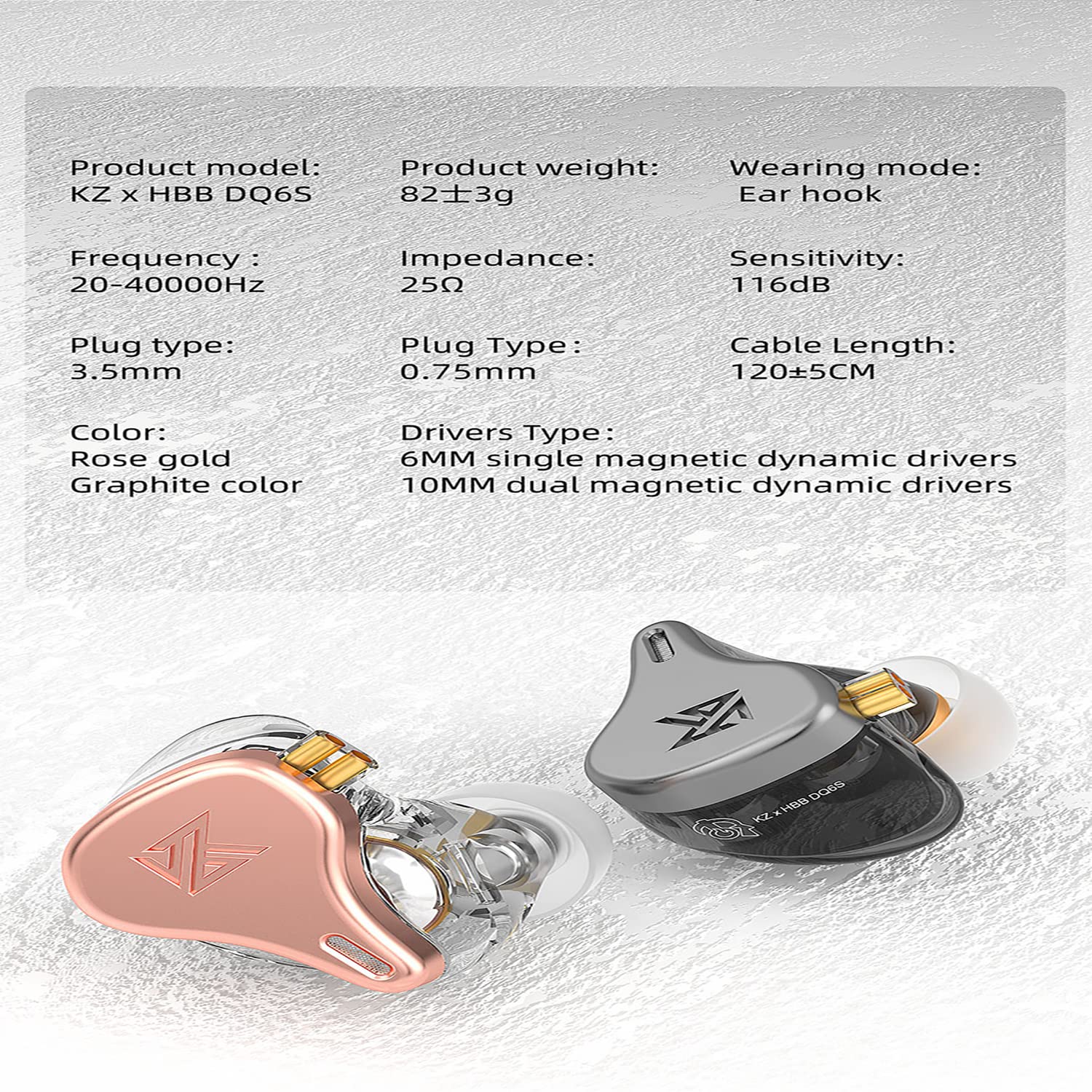 KZ DQ6S All-Dynamic 3-Driver In Ear Monitors