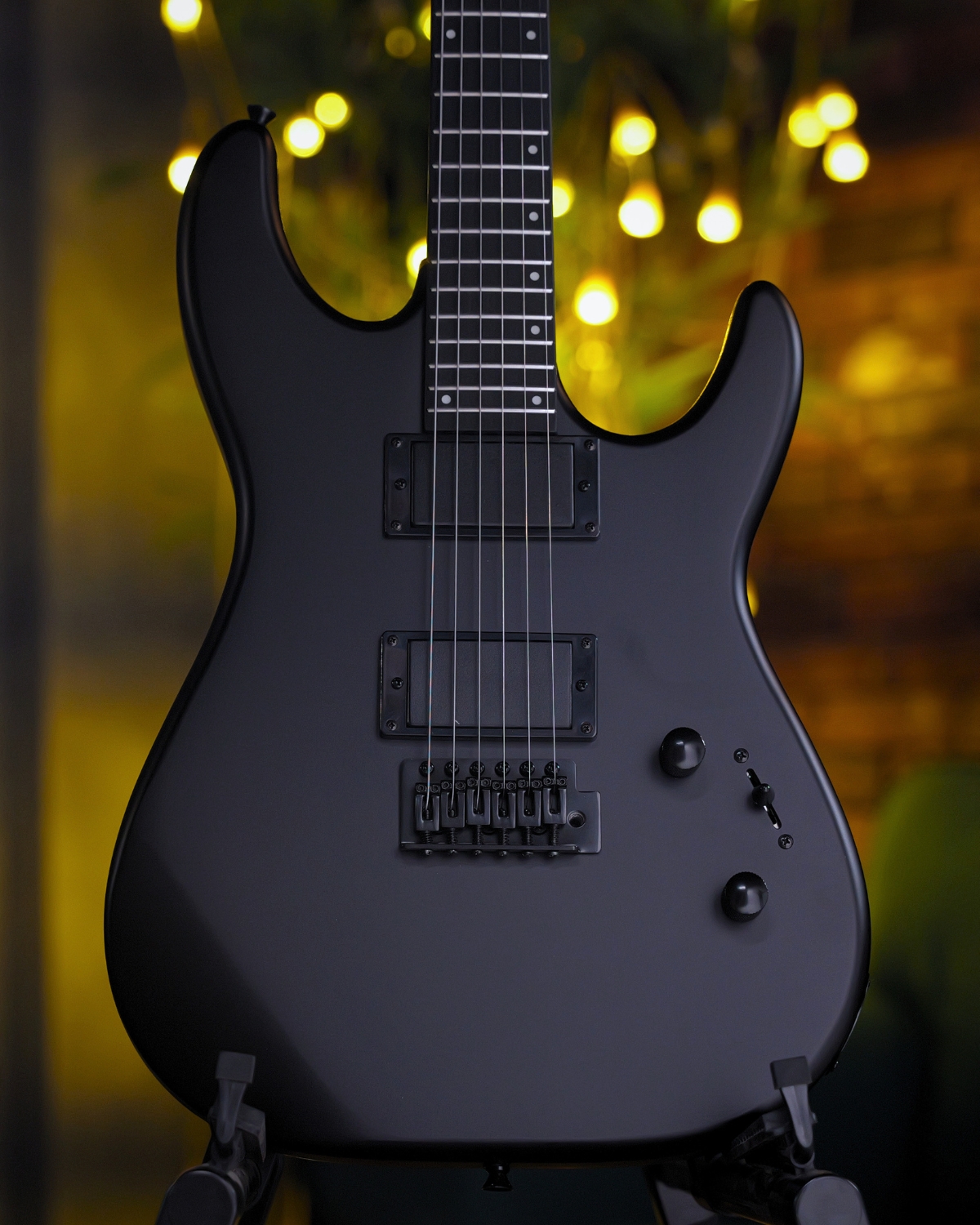 SQOE SEIB300 Electric Guitar Black warrior 24 Frets Dual Humbucker Metal Guitar