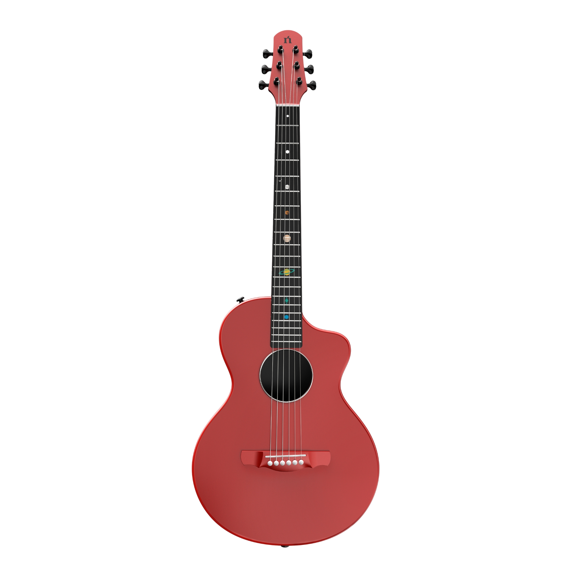 Natasha Asteroid Imperial red transacoustic OS1 Steel String carbon fibre guitar
