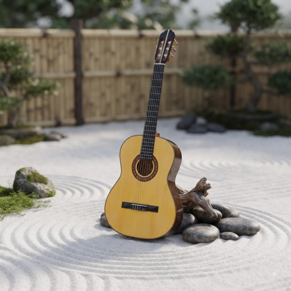 Spruce top and sapele back/sides on the SQOE EC3968 Vintage Yellow