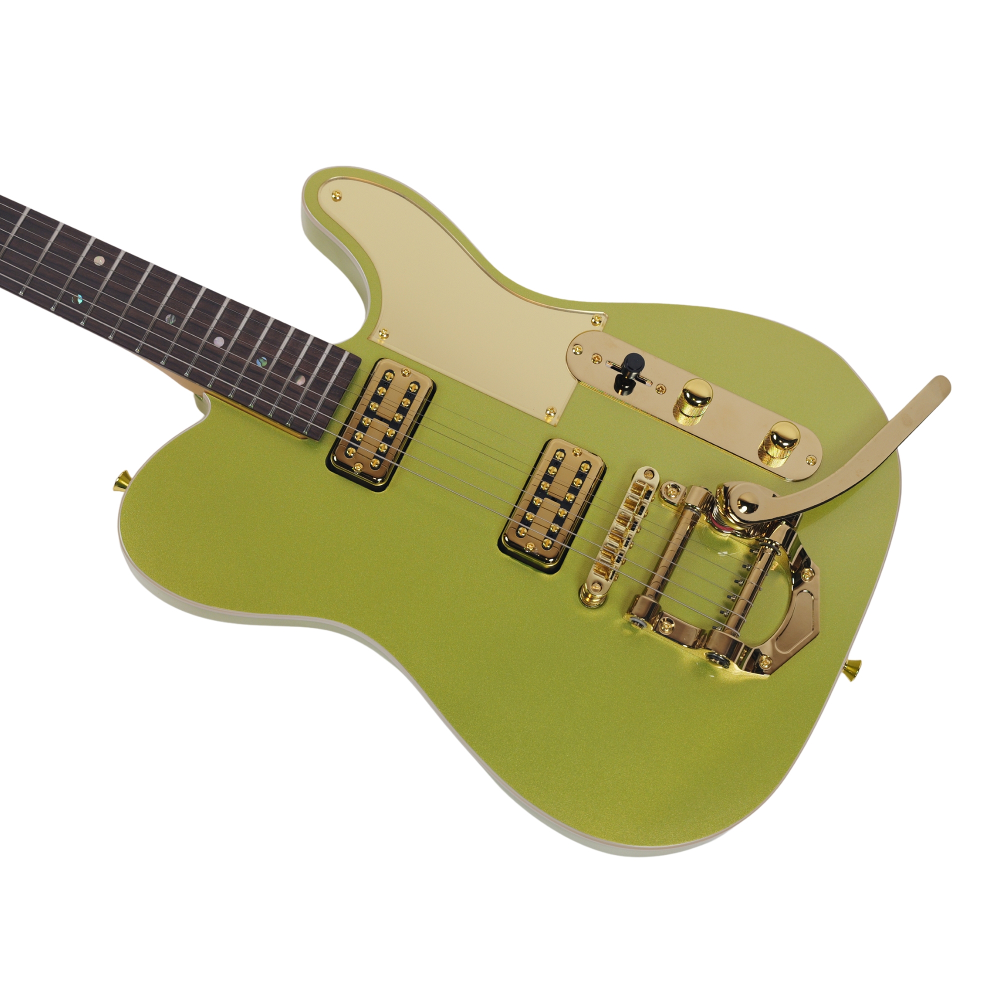 SQOE SETL1000FR Lime green Premium Custom Telecaster with Bigsby Tremolo ABS Case