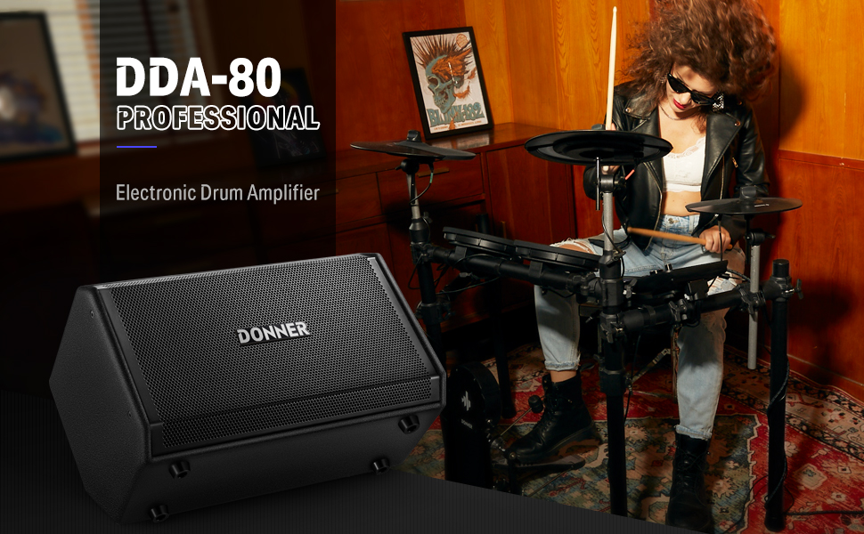 Donner Electric Drum AMP DDA-80 80-Watt Wireless Electronic Drum Amplifier Professional