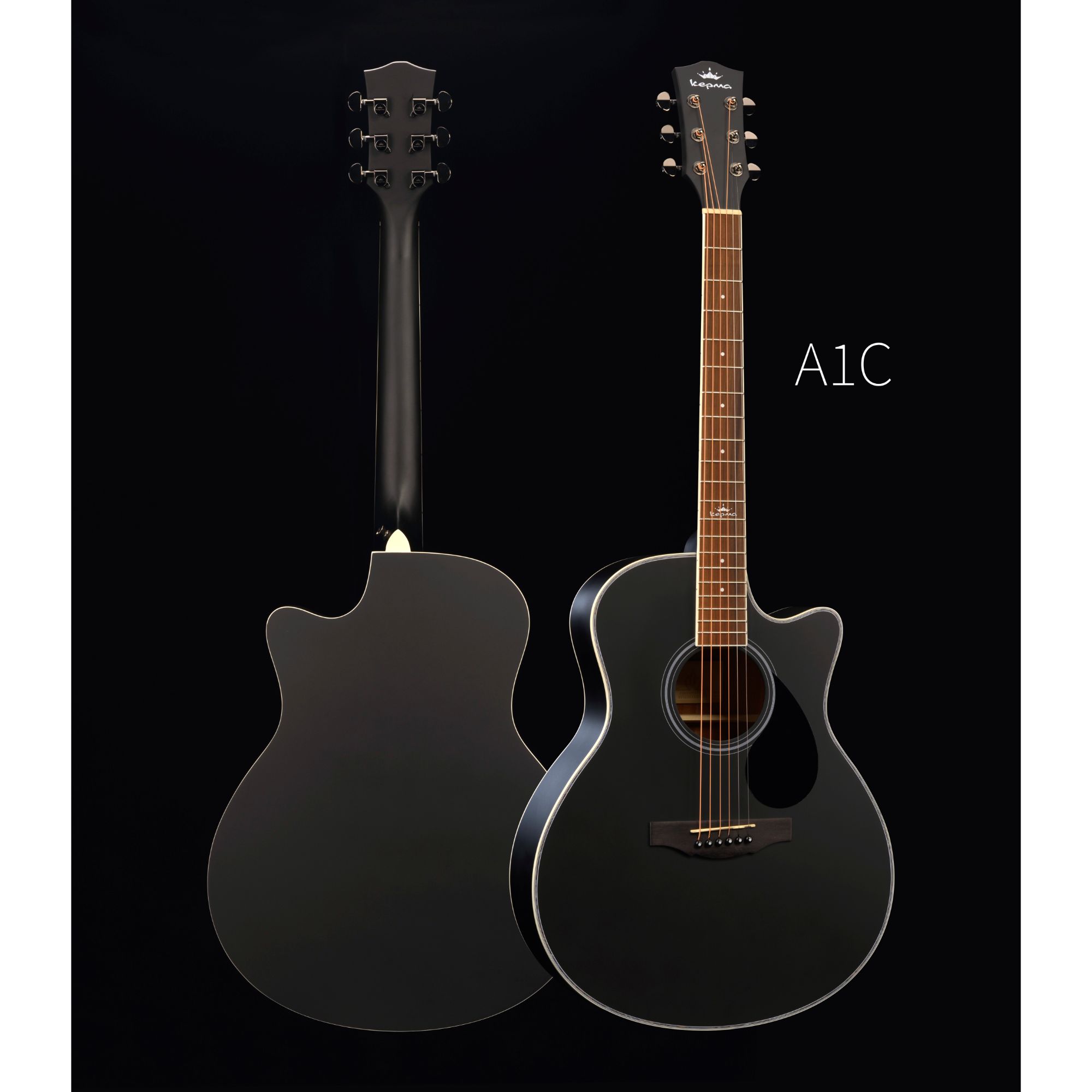 Kepma A1C Acoustic Guitar- Black Matt