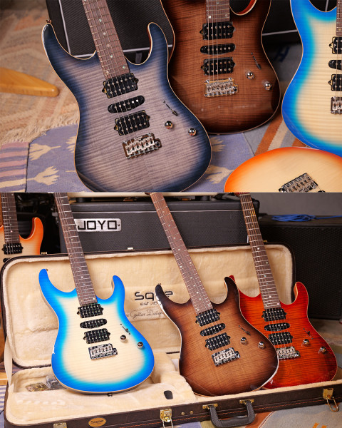 SQOE SEIB998 Cowboy Blue  Custom HSH Electric Guitar