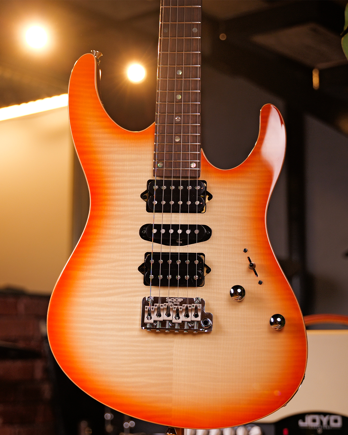 SQOE SEIB998 Amber Orange Custom HSH Electric Guitar
