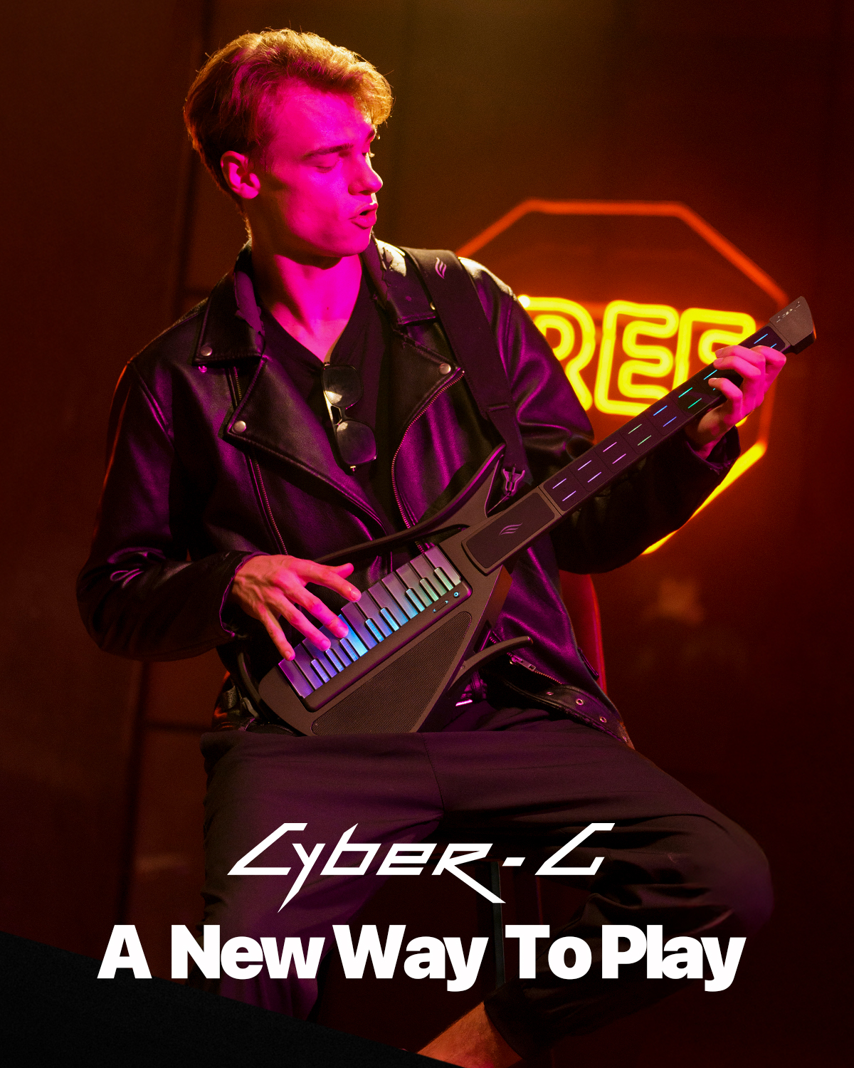 Enya CYBER-G Stringless Smart Guitar Foldable Travel Backing Guitar Built-in Drum Machine Bassline 20 instrument Sounds for One-Man Band App Interactive Chord Sheets For Adults TeensBlue