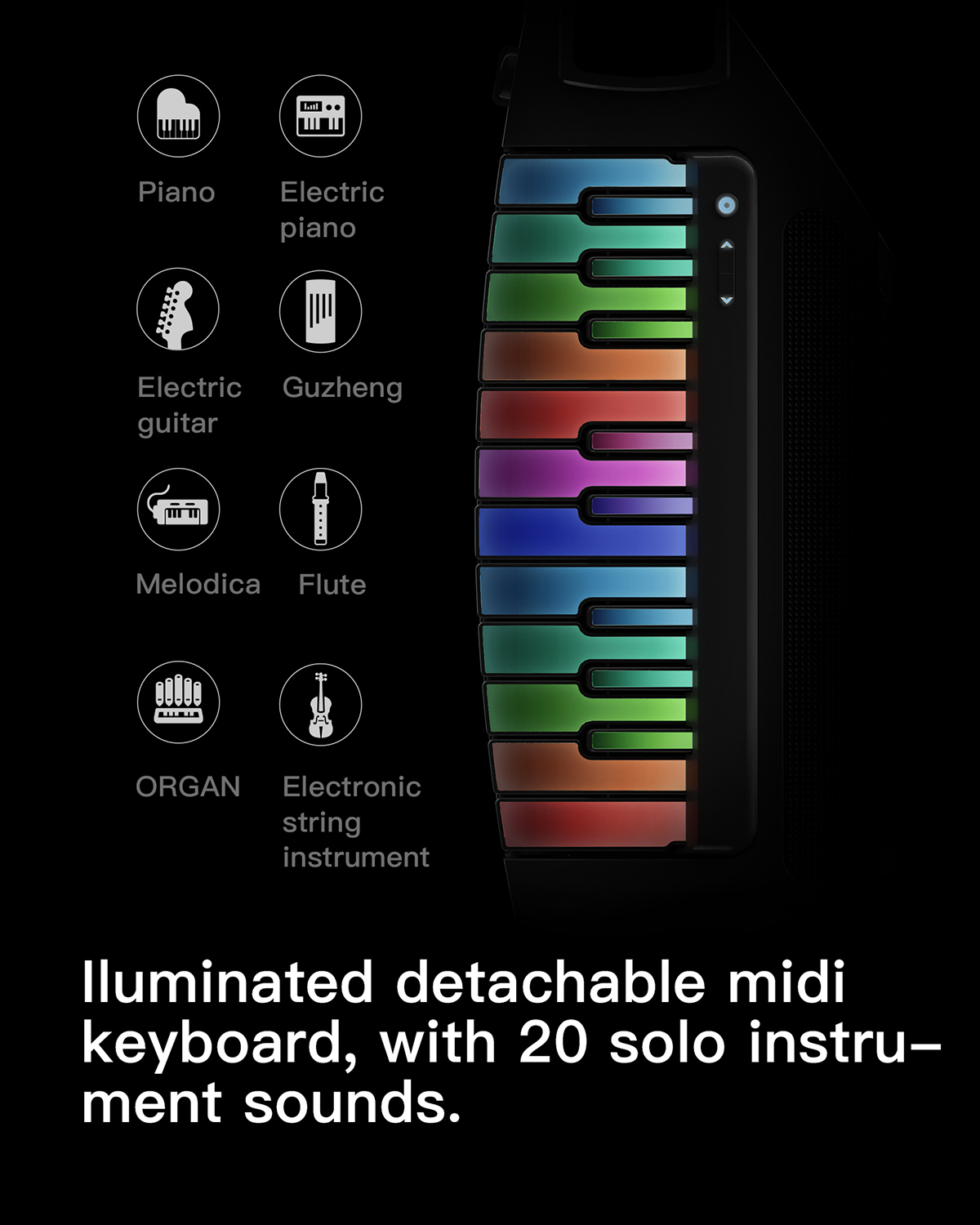 Enya CYBER-G Stringless Smart Guitar Foldable Travel Backing Guitar Built-in Drum Machine Bassline 20 instrument Sounds for One-Man Band App Interactive Chord Sheets For Adults TeensWhite