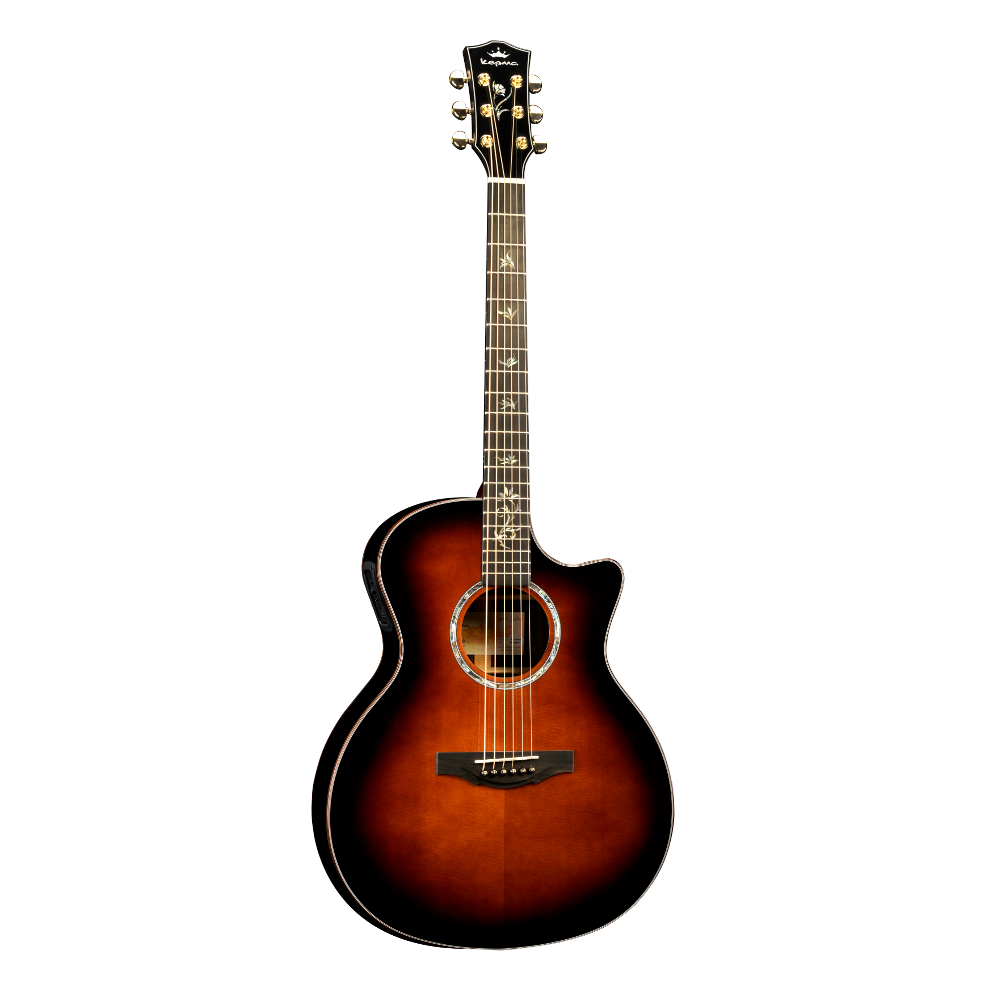 Kepma B1E GA Wa Grand auditorium All solid guitar with Lr baggs stage pro anthem pick up - Cherry burst