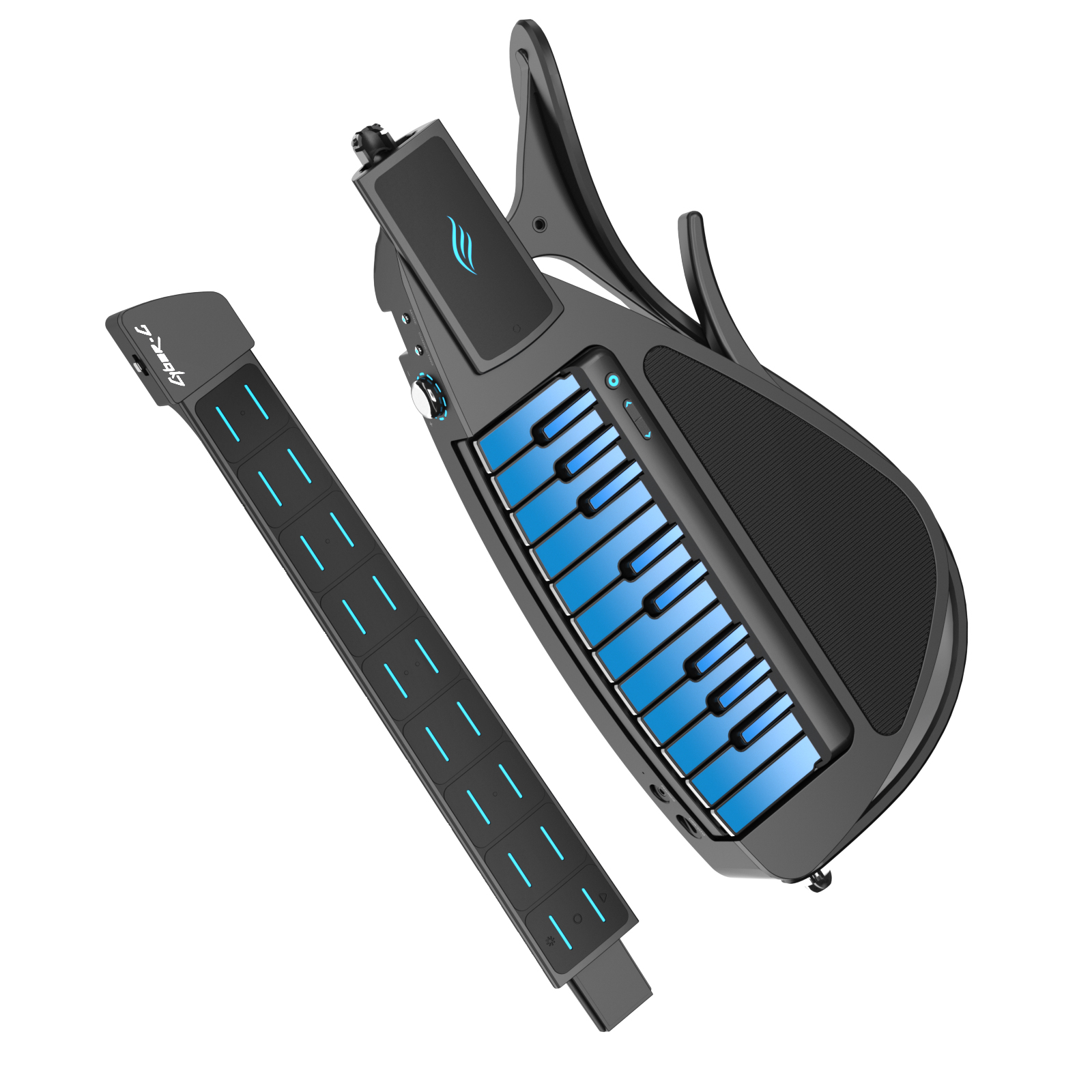 Enya CYBER-G Stringless Smart Guitar Foldable Travel Backing Guitar Built-in Drum Machine Bassline 20 instrument Sounds for One-Man Band App Interactive Chord Sheets For Adults TeensBlack