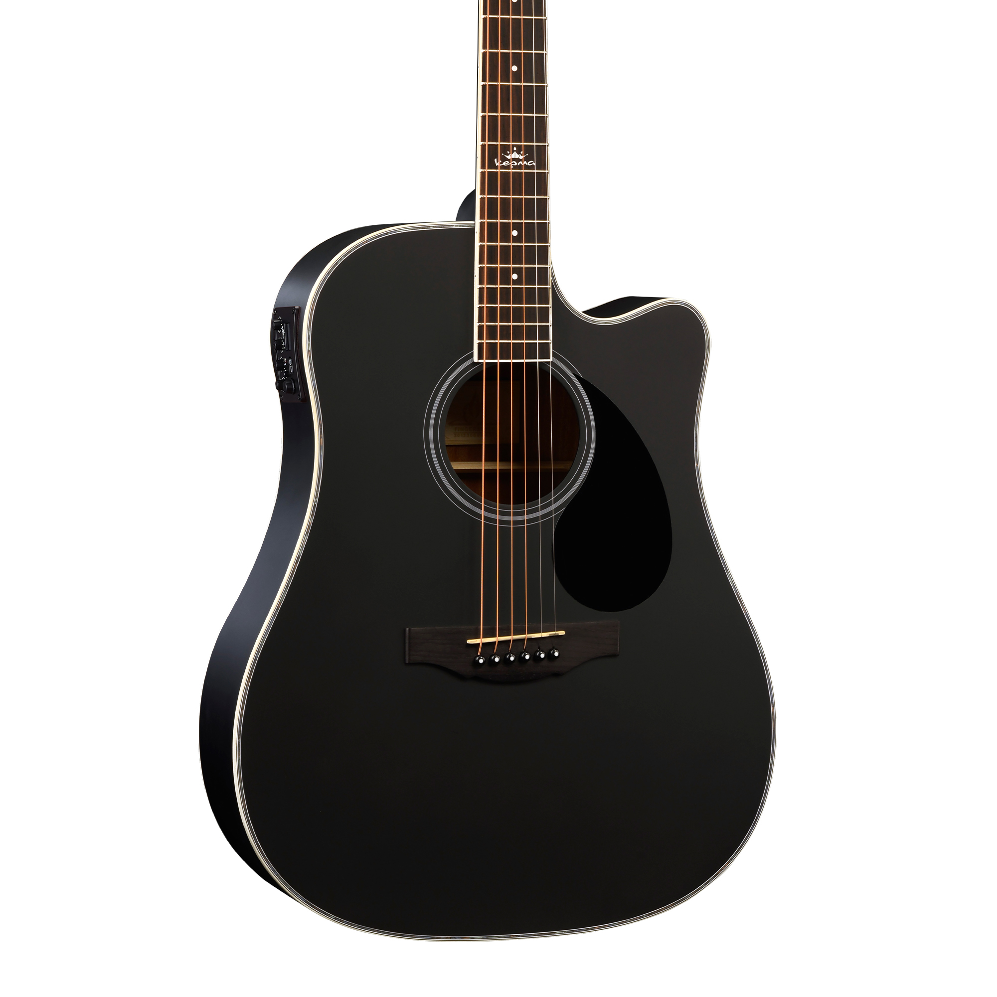 Kepma D1CE - Semi Acoustic Guitar- Black Matt