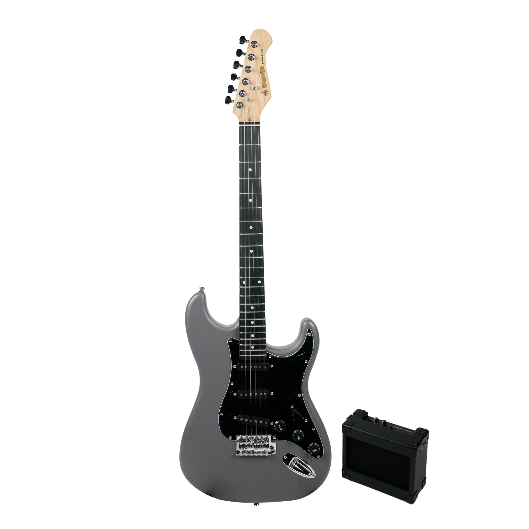 DONNER DST-80 Matte black Electric Guitar 39 Beginner Electric Guitar Kit with Amp Classic SSS Pickup Complete with Gig Bag Tuner Capo Strap Picks