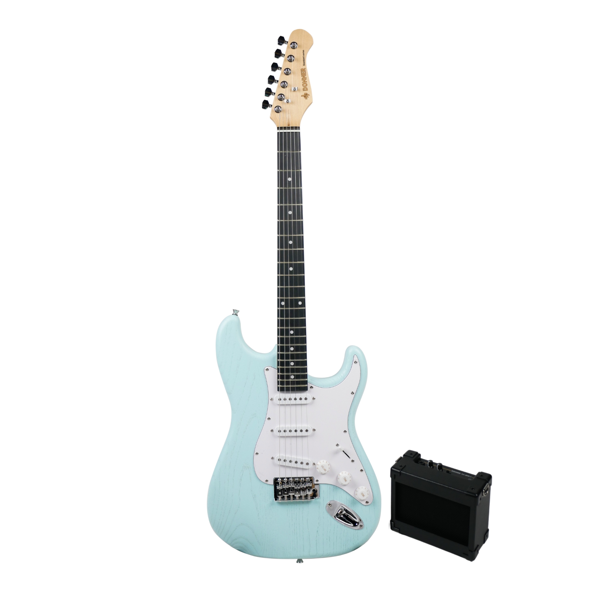 DONNER DST-80 Surf green Electric Guitar 39 Beginner Electric Guitar Kit with Amp Classic SSS Pickup Complete with Gig Bag Tuner Capo Strap Picks