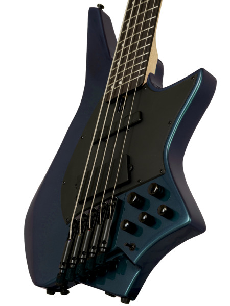 Alchemy mono-rail bridge and headpiece on the Hex Guitars HZB5 G/MP