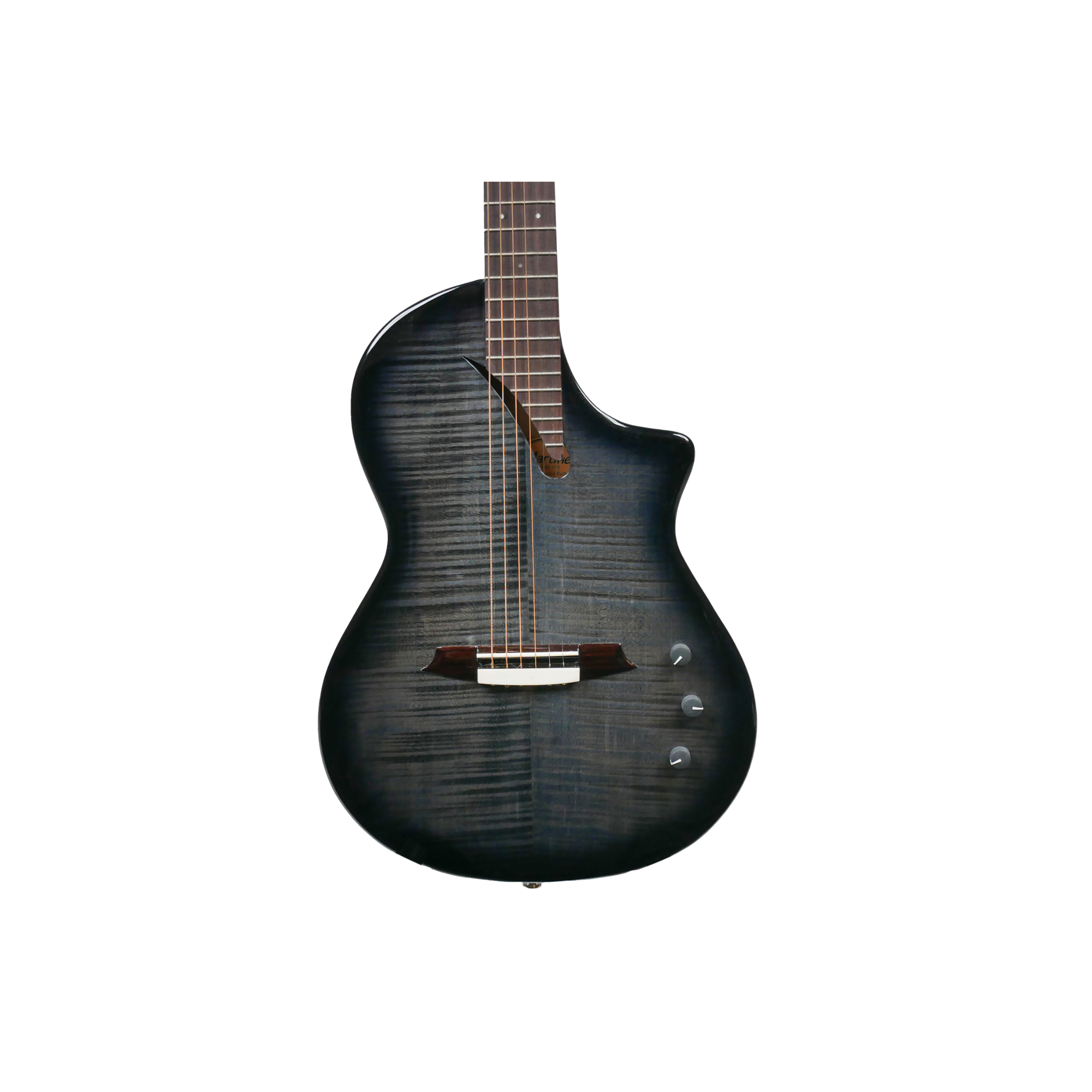 MARTINEZ Hispania FOLKacoustic transblack with EQ all solid flame top modern semi-acoustic guitar with effects