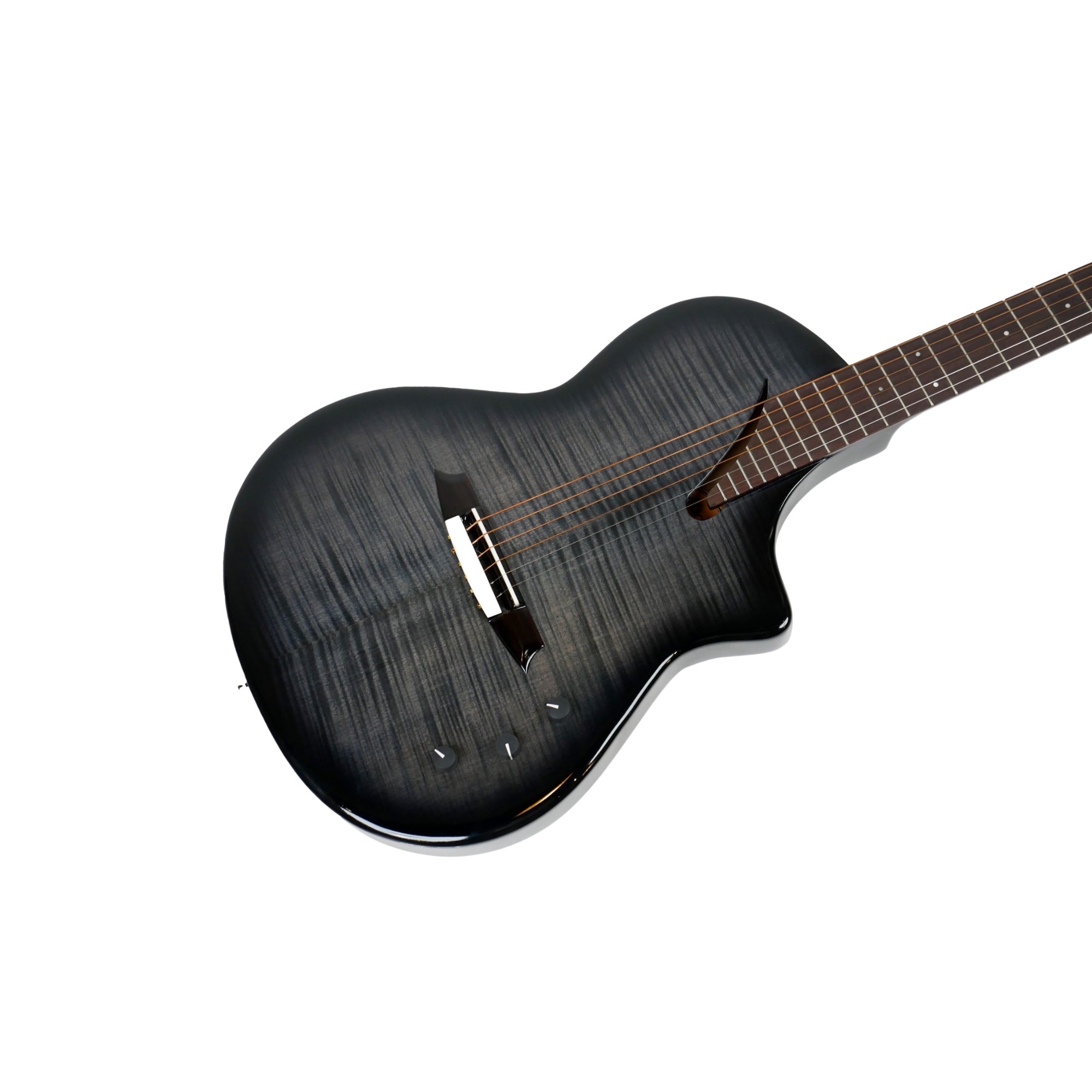 MARTINEZ Hispania FOLKacoustic transblack with EQ all solid flame top modern semi-acoustic guitar with effects