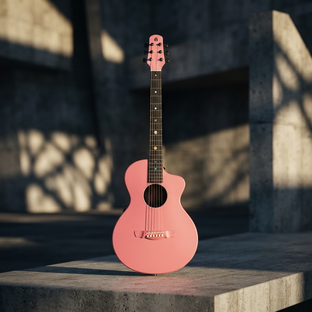 Natasha Asteroid NSX Carbon Fibre Acoustic Guitar with Smart Pickup Peach pink