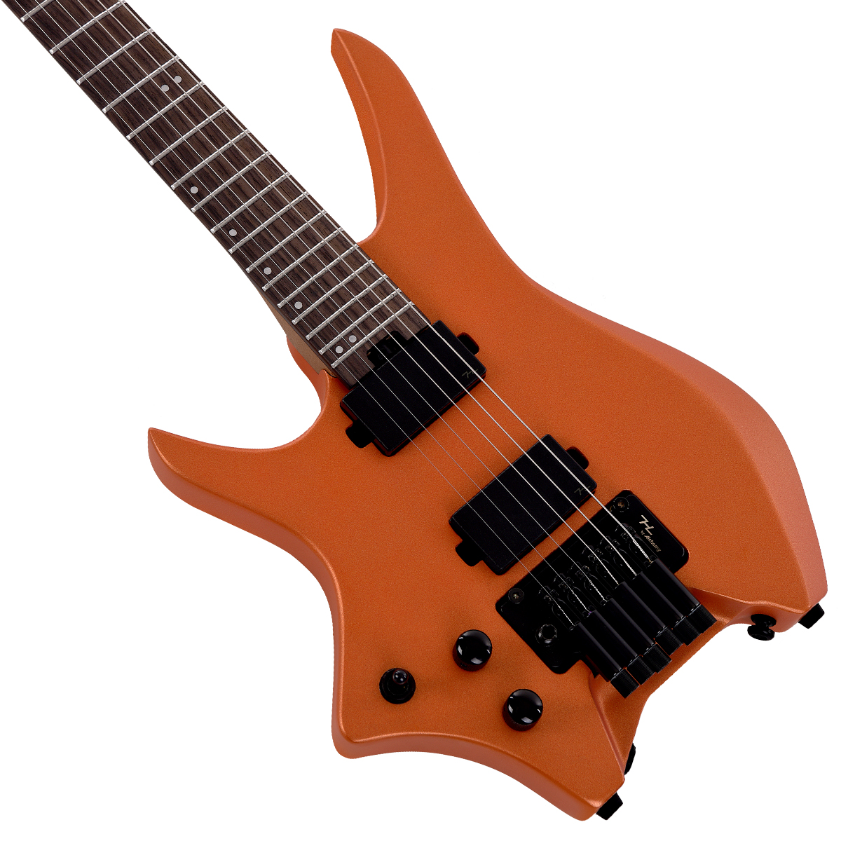 HEX N500LS Lefty Headless Guitar Metallic coral orange Active Pickups Stainless Frets