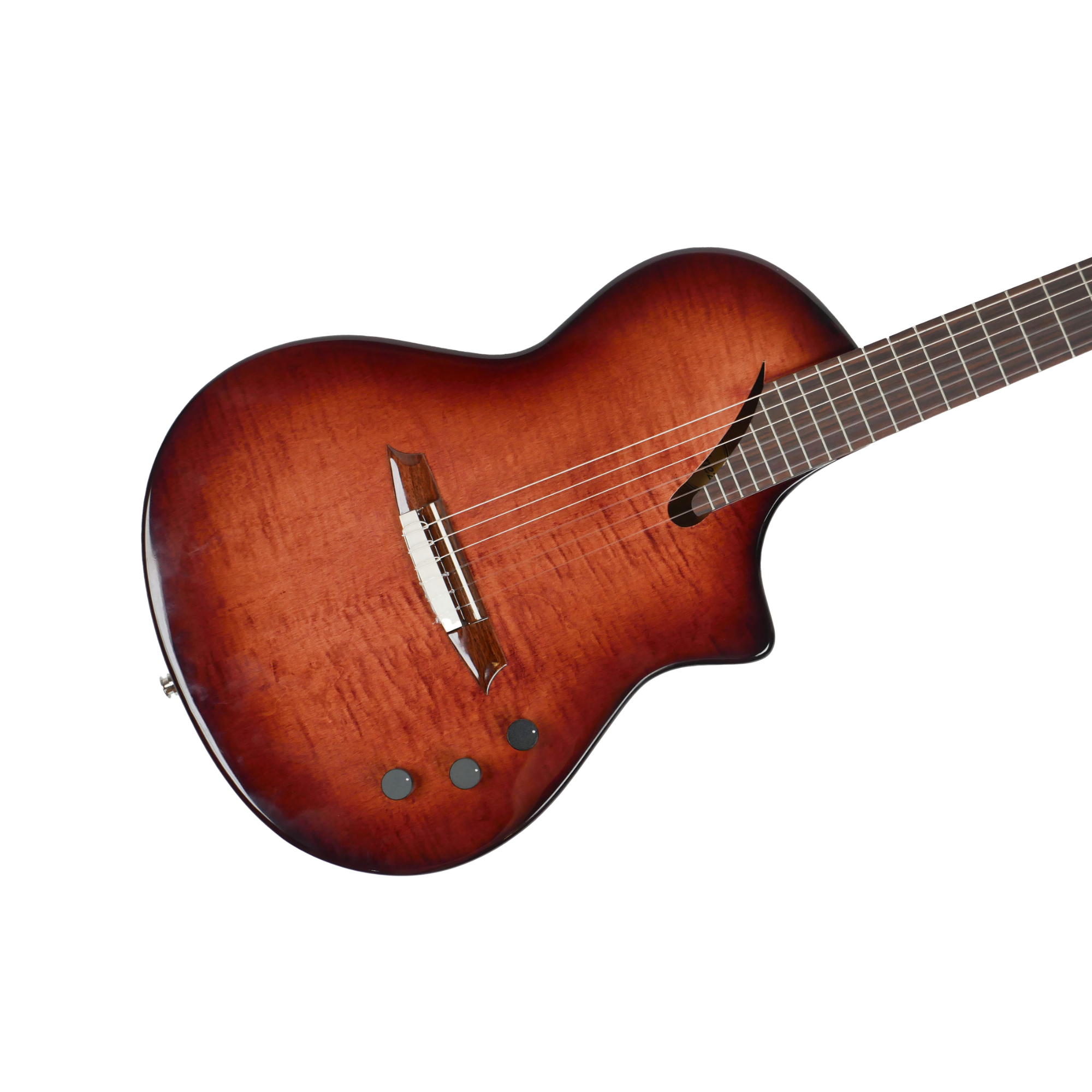MARTINEZ Hispania Cognac with EQ all solid flame top modern semi-acoustic classical guitar with effects