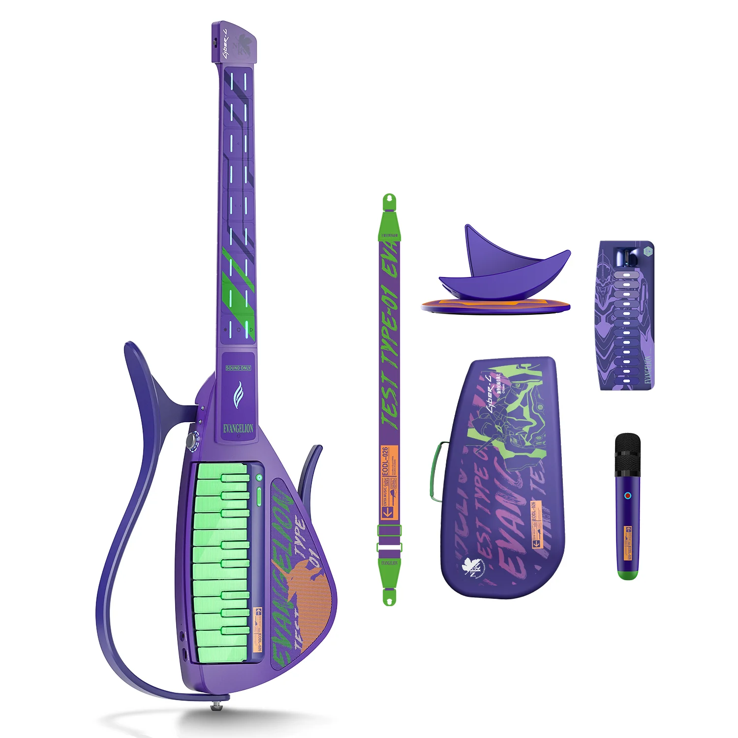 Enya CYBER-G Stringless Smart Guitar Foldable Travel Backing Guitar Built-in Drum Machine Bassline 20 instrument Sounds for One-Man Band App Interactive Chord Sheets For Adults Teens Eva