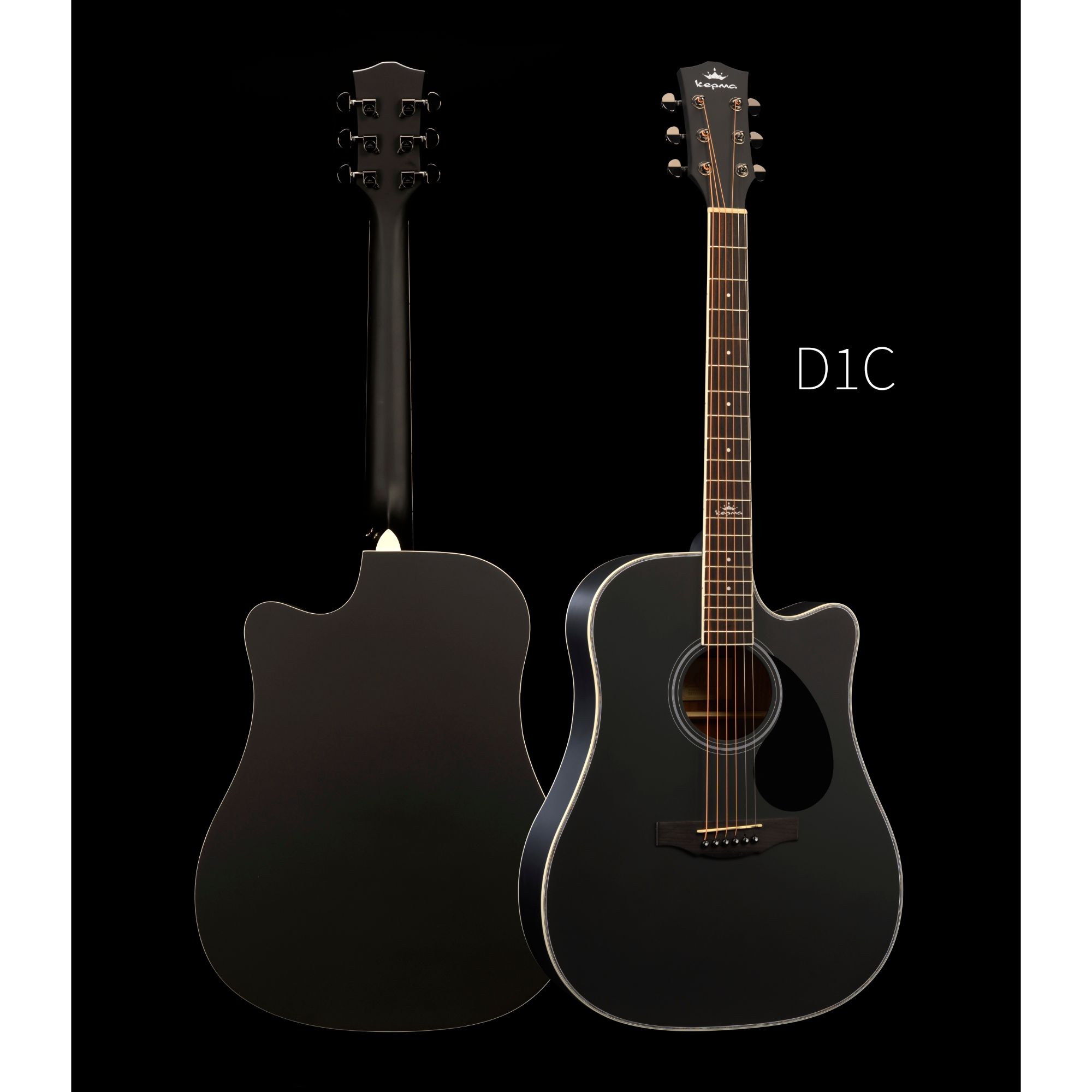 KEPMA D1C Acoustic Guitar-- Black Matt