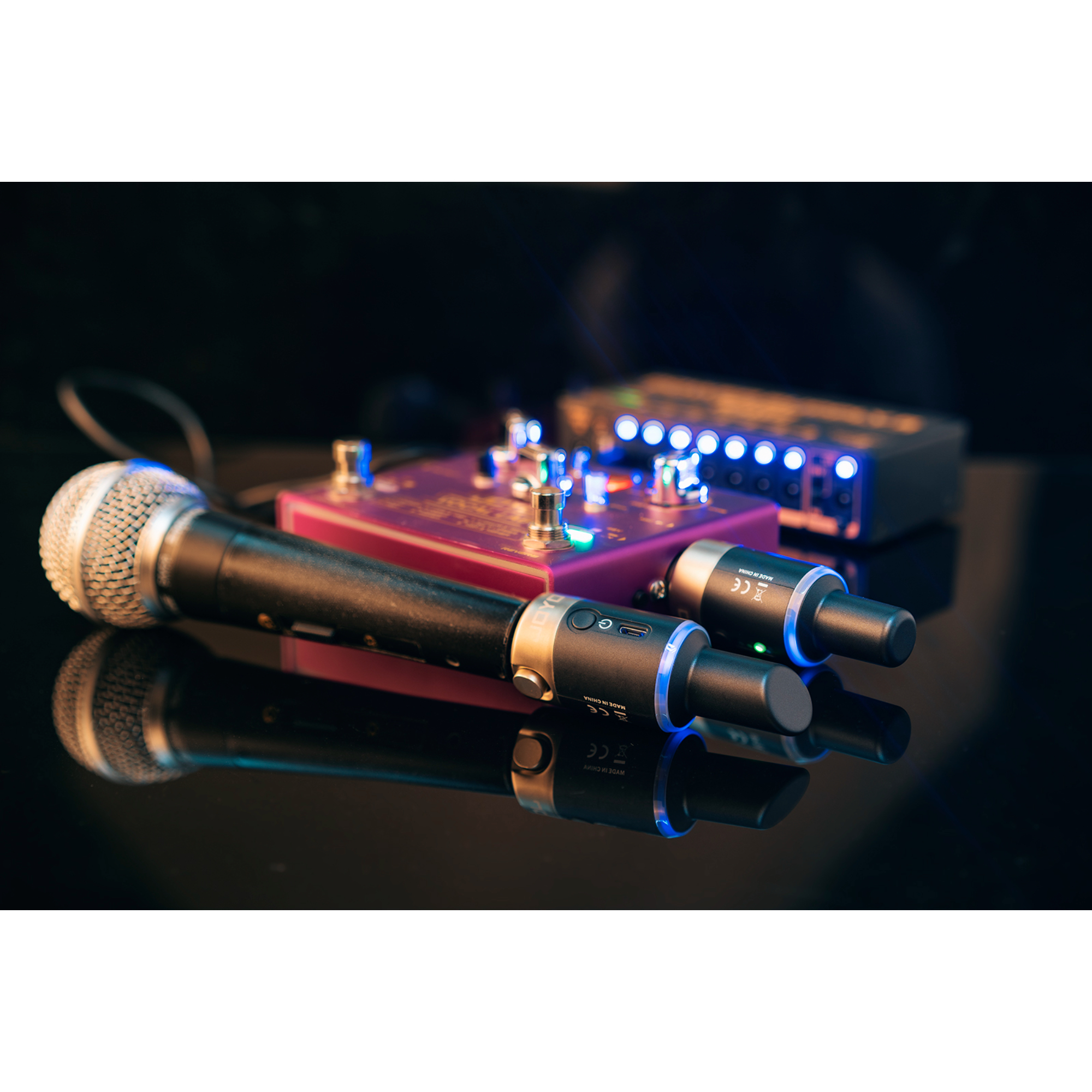 JOYO MW-1 Wireless Microphone System 58GHz Wireless Microphone System XLR Mic Adapter 4 Channels Dynamic Wireless Transmitter and Receiver for Audio Mixer PA System and DSLR Camera