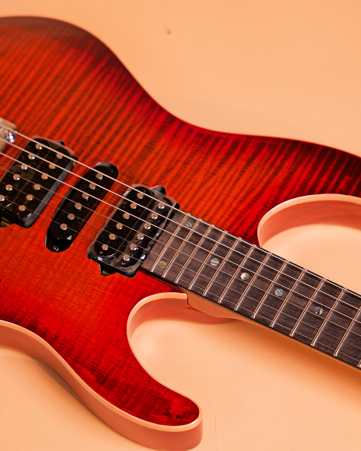 SQOE SEIB998 Volcanic Red Custom HSH Electric Guitar