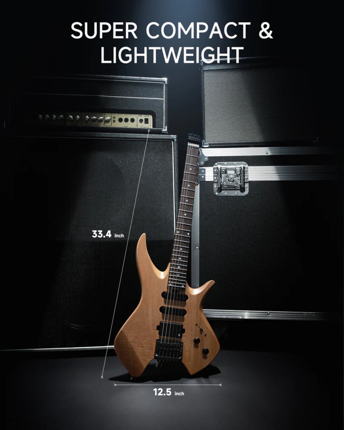 Donner HLX 500 Headless Electric Guitar natural