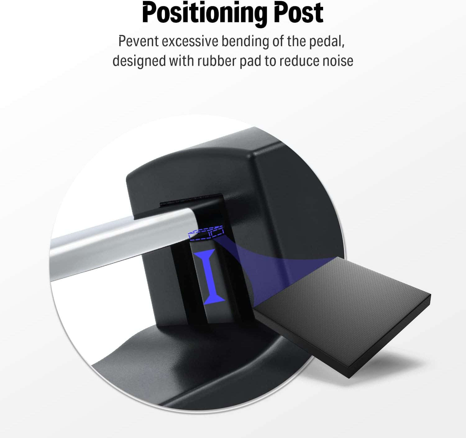 Internal positioning post on the Donner DSP-001 that prevents excessive pedal bending