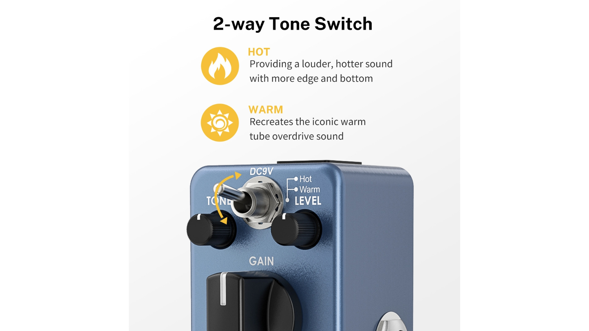 Donner Blues Drive Classical Electronic Vintage Overdrive Effect Pedal True Bypass WarmHot Modes