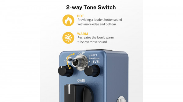 Donner Blues Drive Overdrive Pedal Front View and Knobs