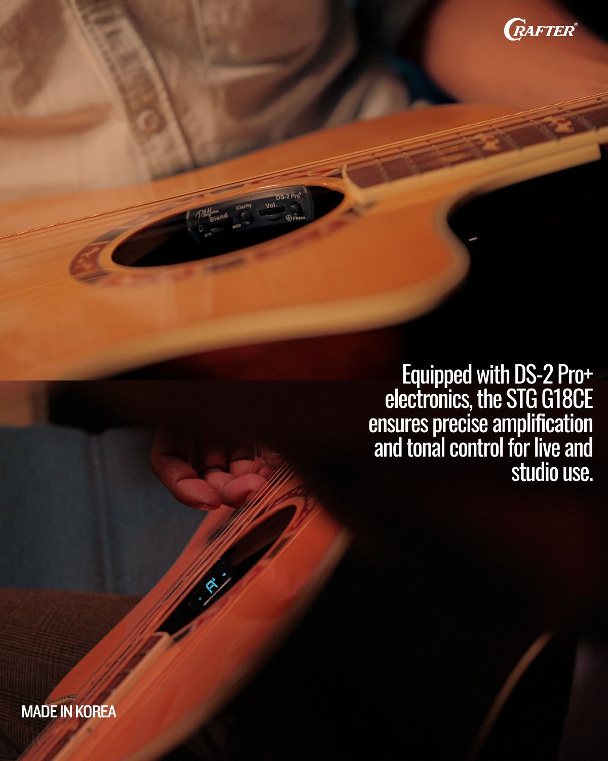 Crafter STG G18CE Acoustic Electric Guitar Cedar Top Warm Tone Stage Guitar
