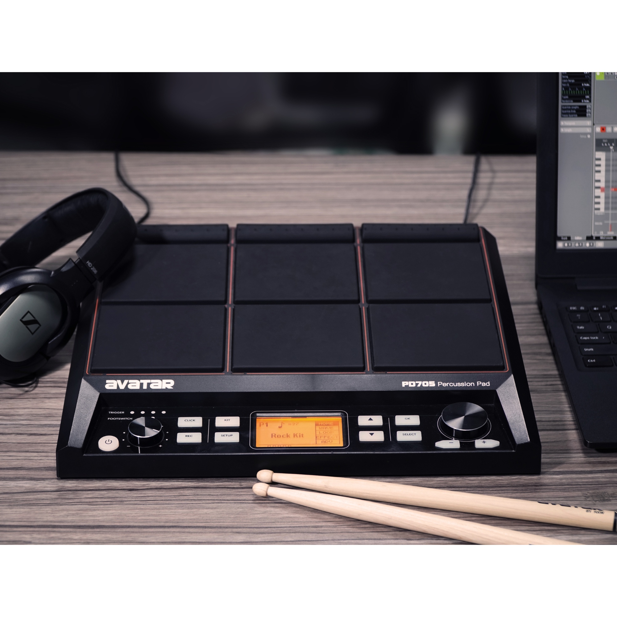 Avatar PD705 Sample Pad Portable Multipad for Drummers With 9 Velocity Sensitive Drum Pads 592 Percussion Sounds Support USBMIDI In OutAUX