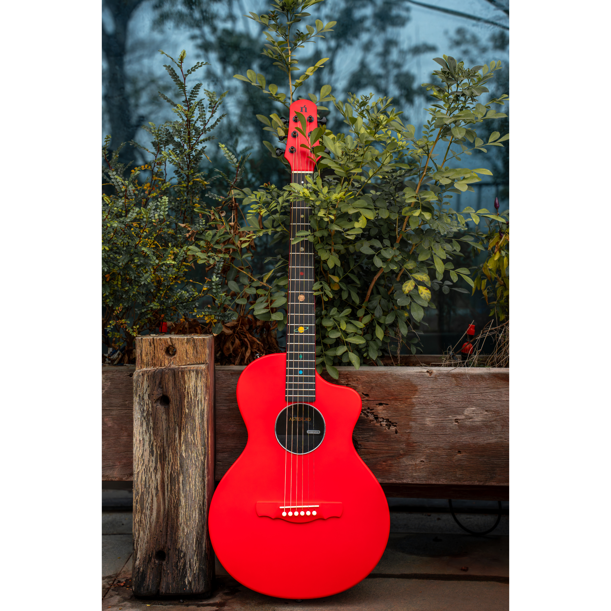 Natasha Asteroid Carbon Fibre 38 Acoustic Guitar with Bag - Imperial Red