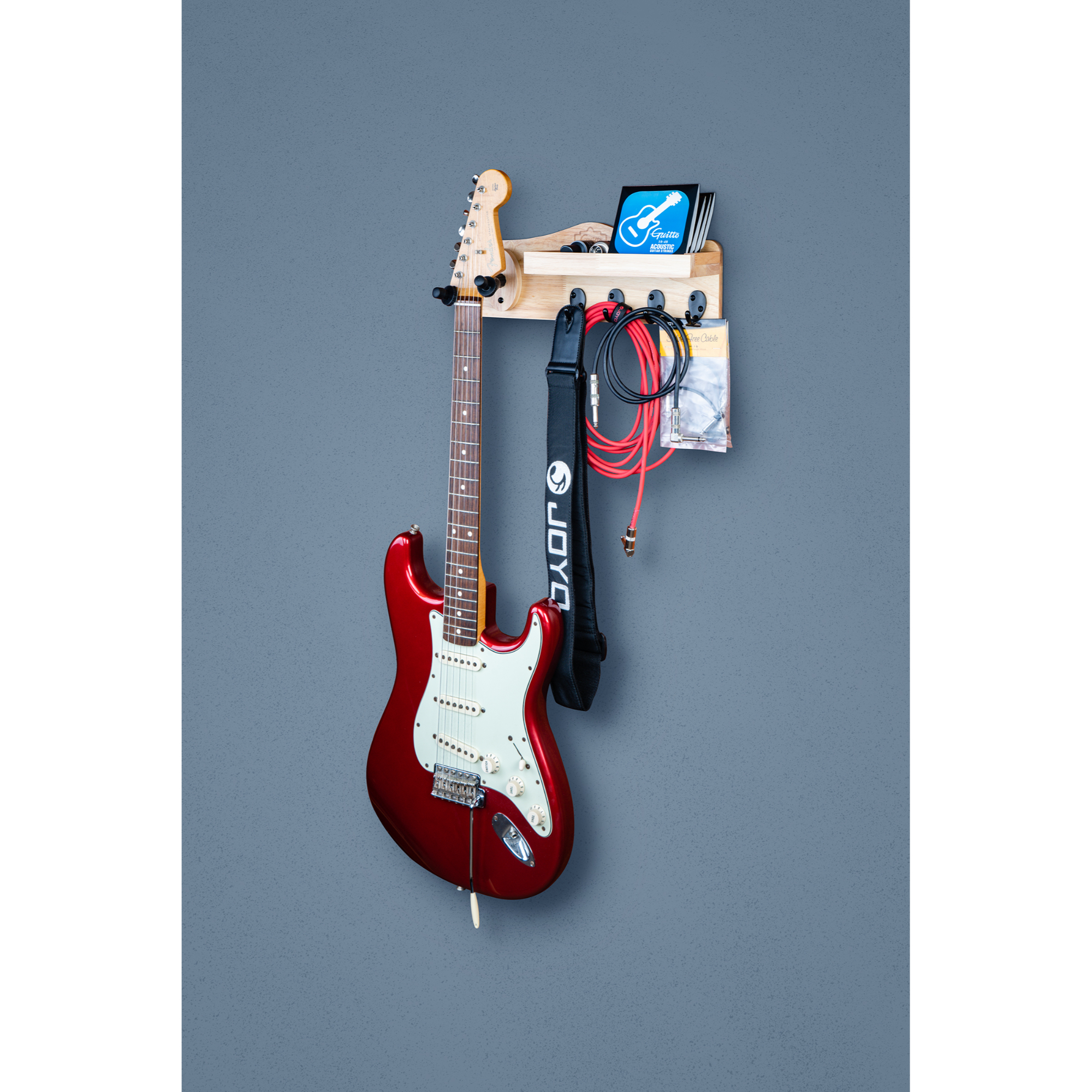 Guitto GGS-09 Guitar wood wall hanger shelf and 4 Hook Guitar Wall Holder for Acoustic Electric Bass Guitar Ukulele Mandolin Banjo