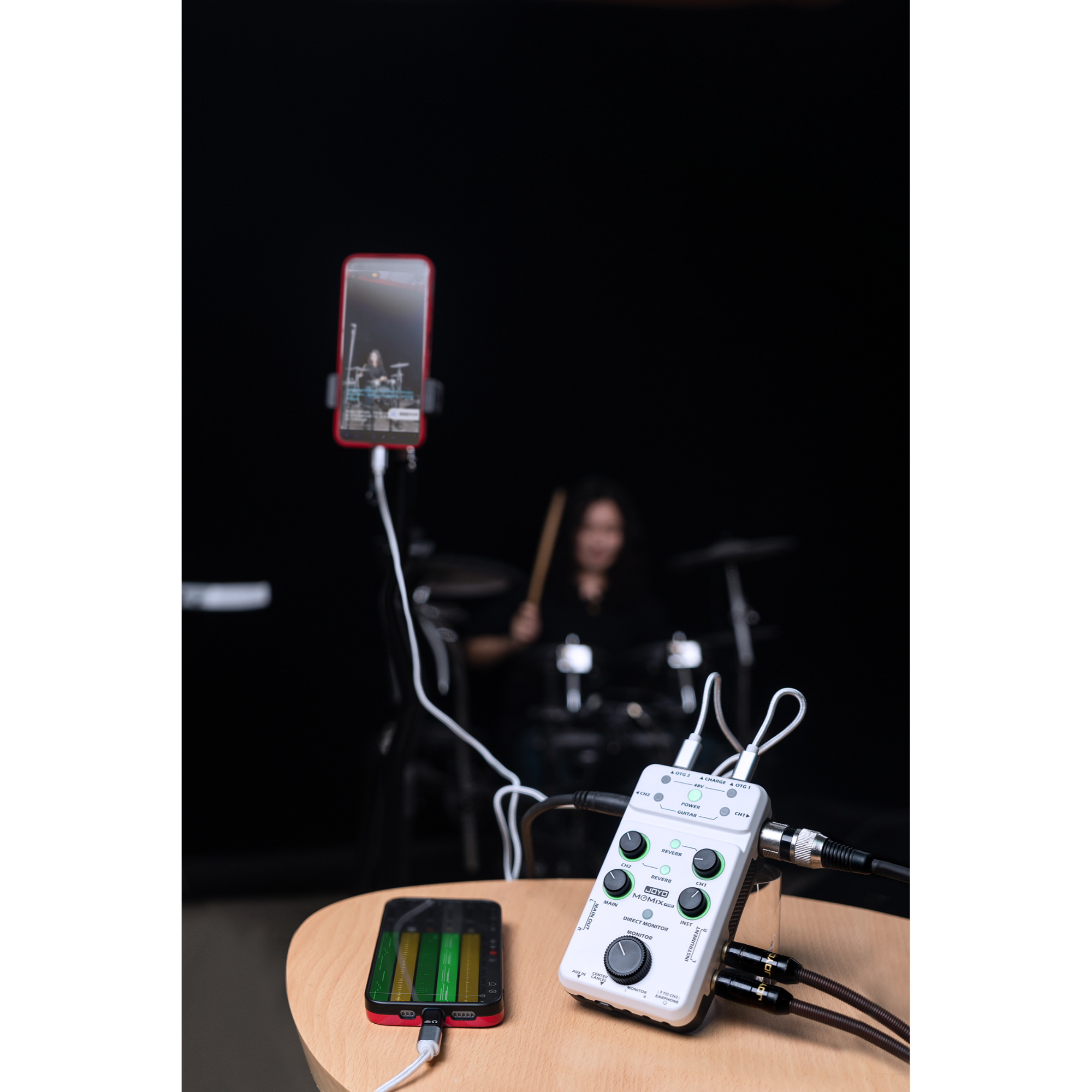 JOYO Audio Mixer USB Audio Interface Stereo XLR48V Phantom Power Mixer for Live Streaming Recording Podcasting Plug Play MOMIX PRO