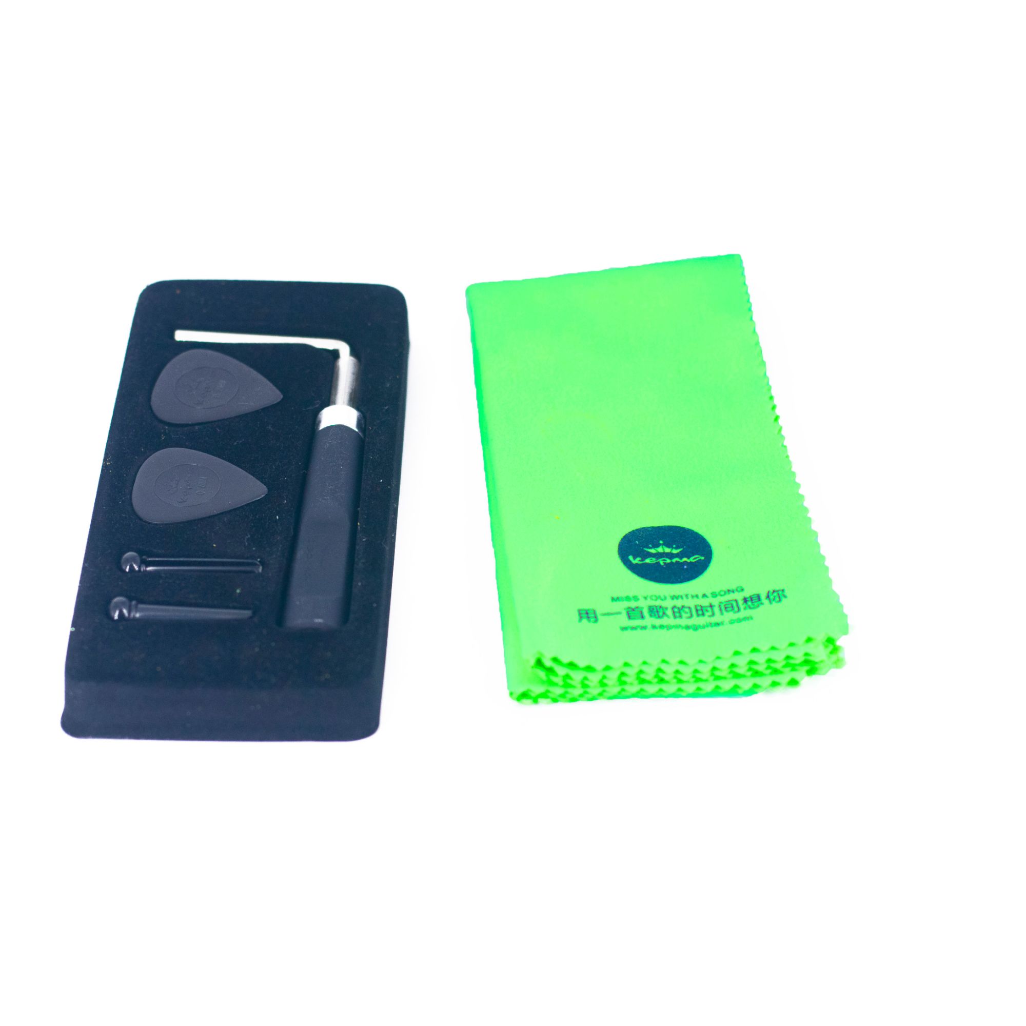 Kepma welcome kit Micro fibre cloth allen key kepma plectrums ebony bridge pins
