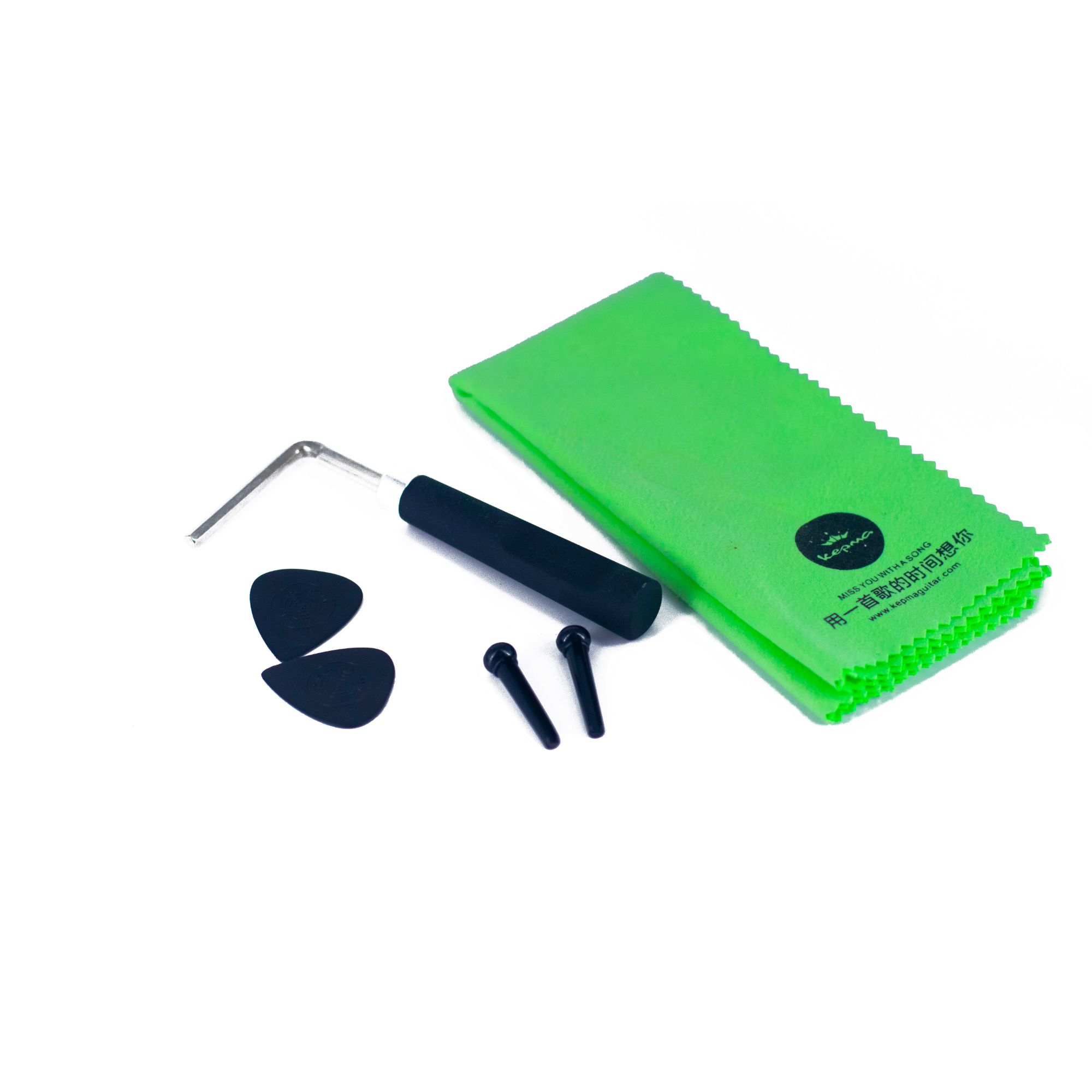 Kepma welcome kit Micro fibre cloth allen key kepma plectrums ebony bridge pins