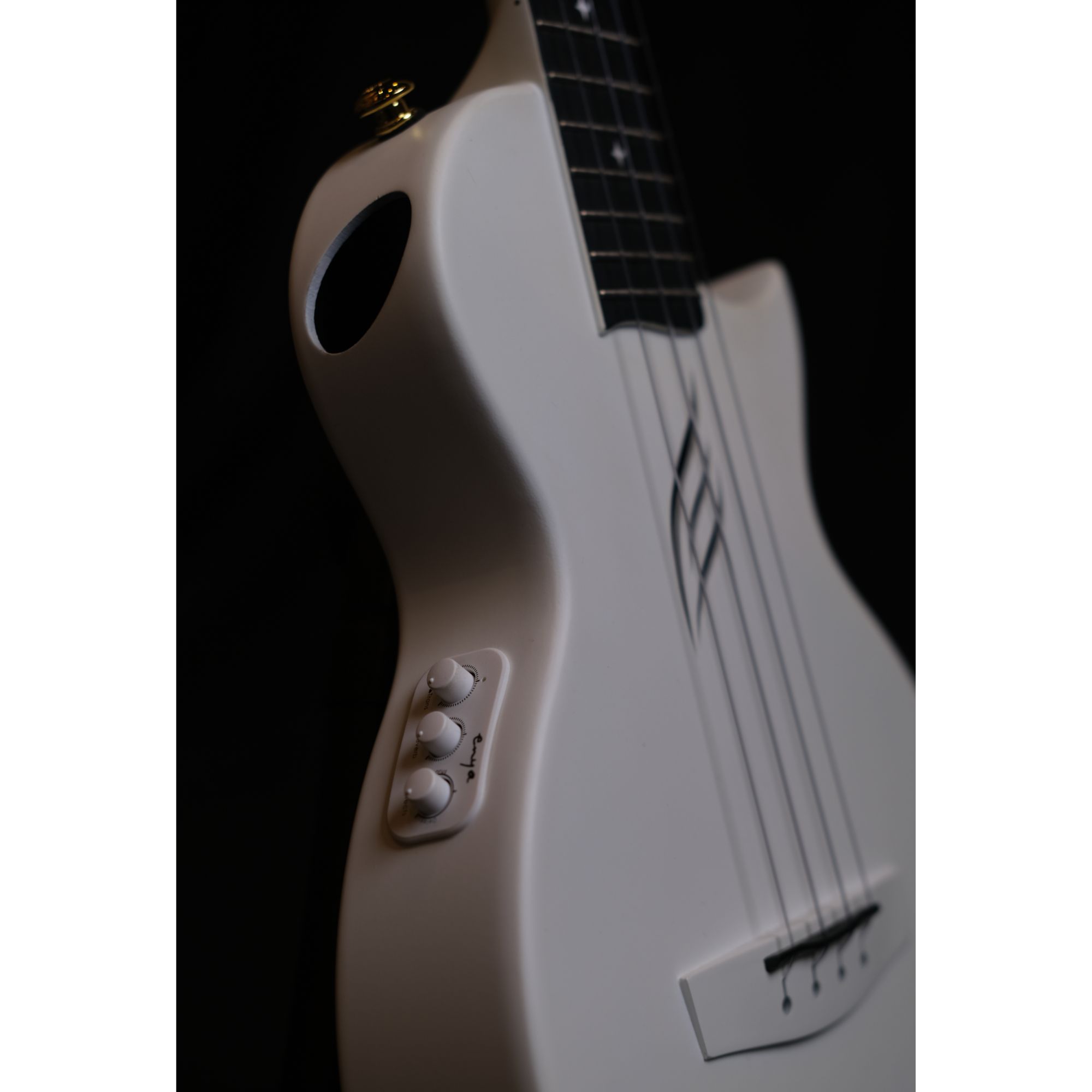 Enya Tenor Nova UE PRO Transacoustic Carbon Fiber Travel Ukulele- White