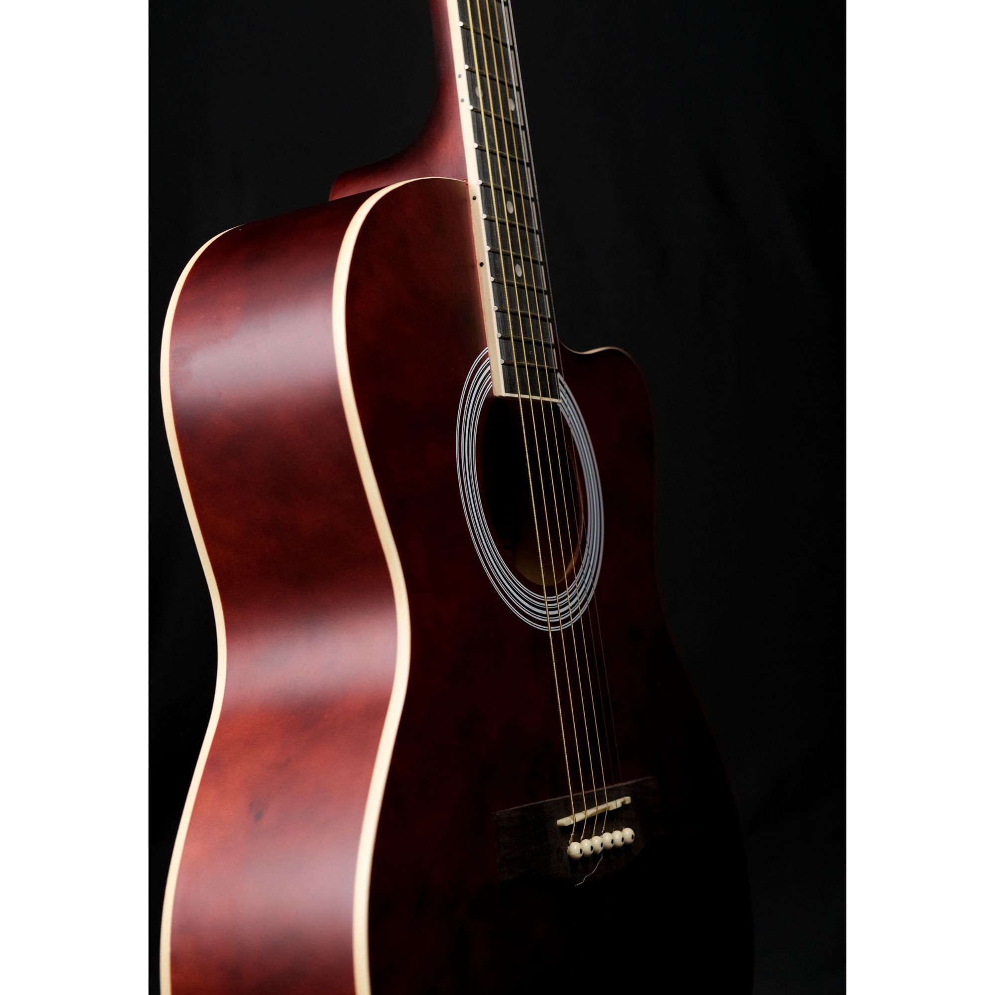 39inch RT39CE Piezo chocolate matt cutaway semi acoustic guitar with bag and plectrums