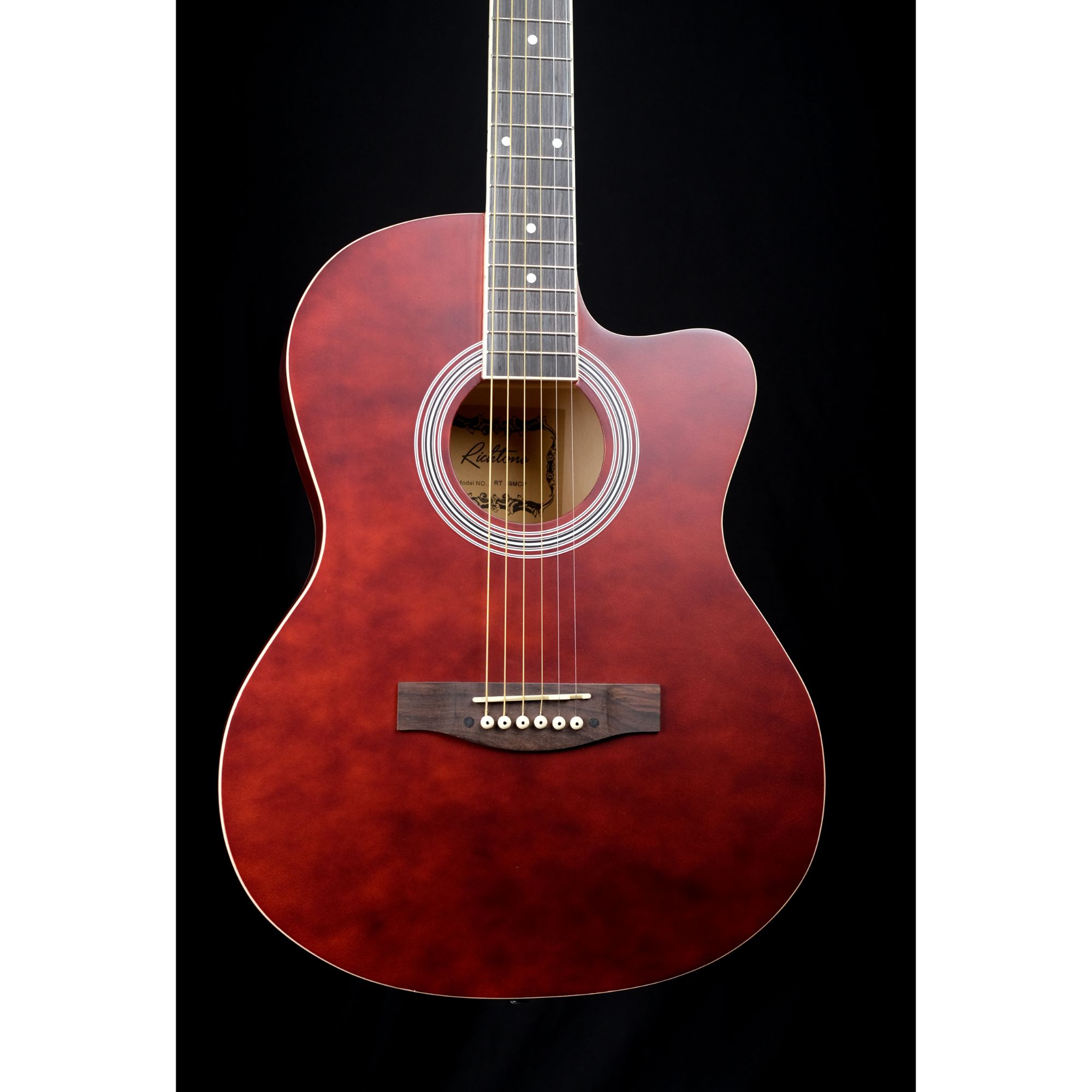 39inch RT39CE Piezo chocolate matt cutaway semi acoustic guitar with bag and plectrums