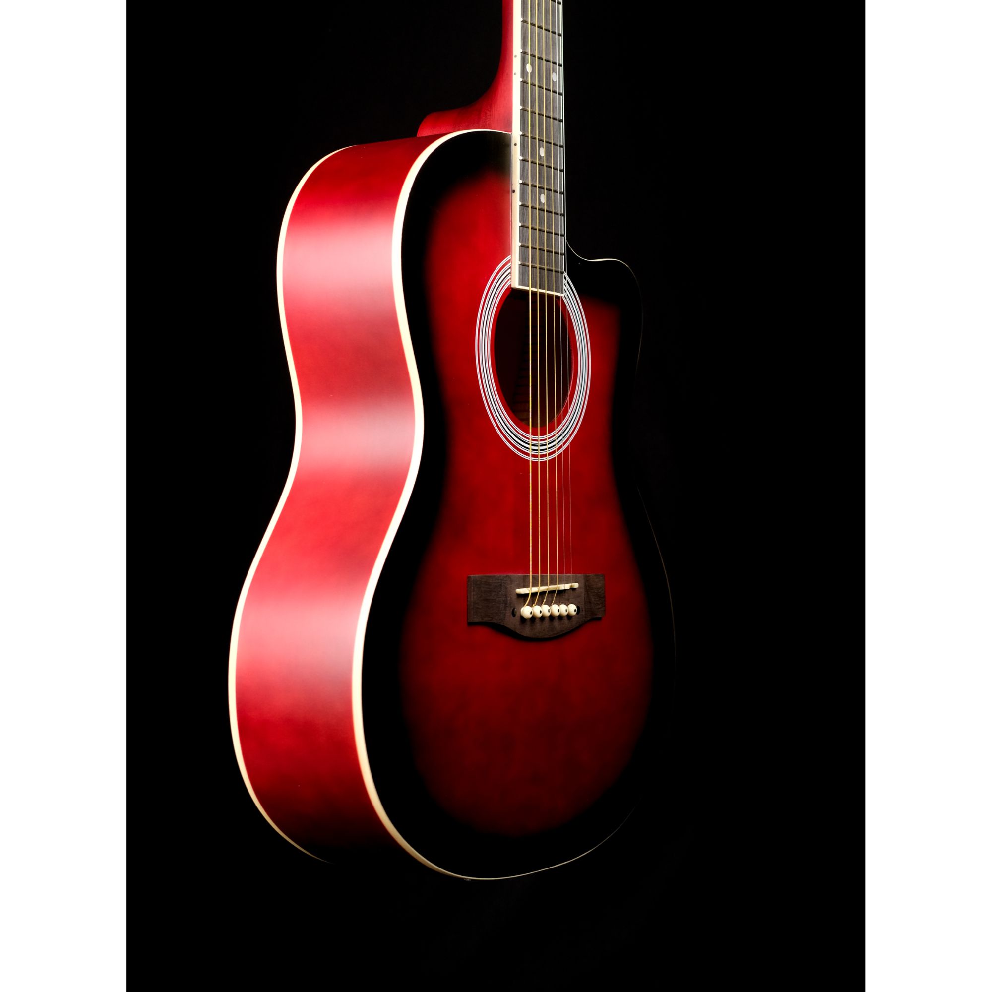 39inch RT39CE Piezo redburst matt cutaway semi acoustic guitar with bag and plectrums