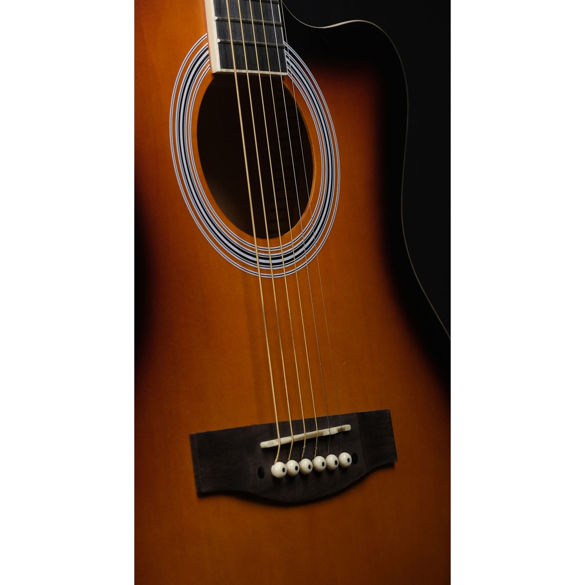 39inch RT39CE Piezo Sunburst matt cutaway semi acoustic guitar with bag and plectrums