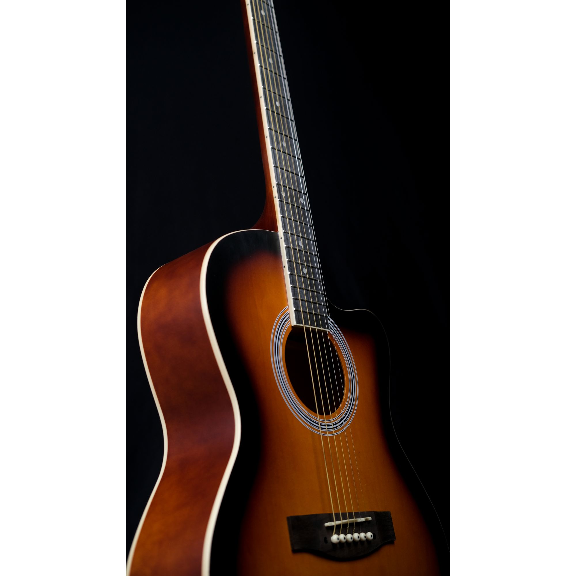 39inch RT39CE Piezo Sunburst matt cutaway semi acoustic guitar with bag and plectrums