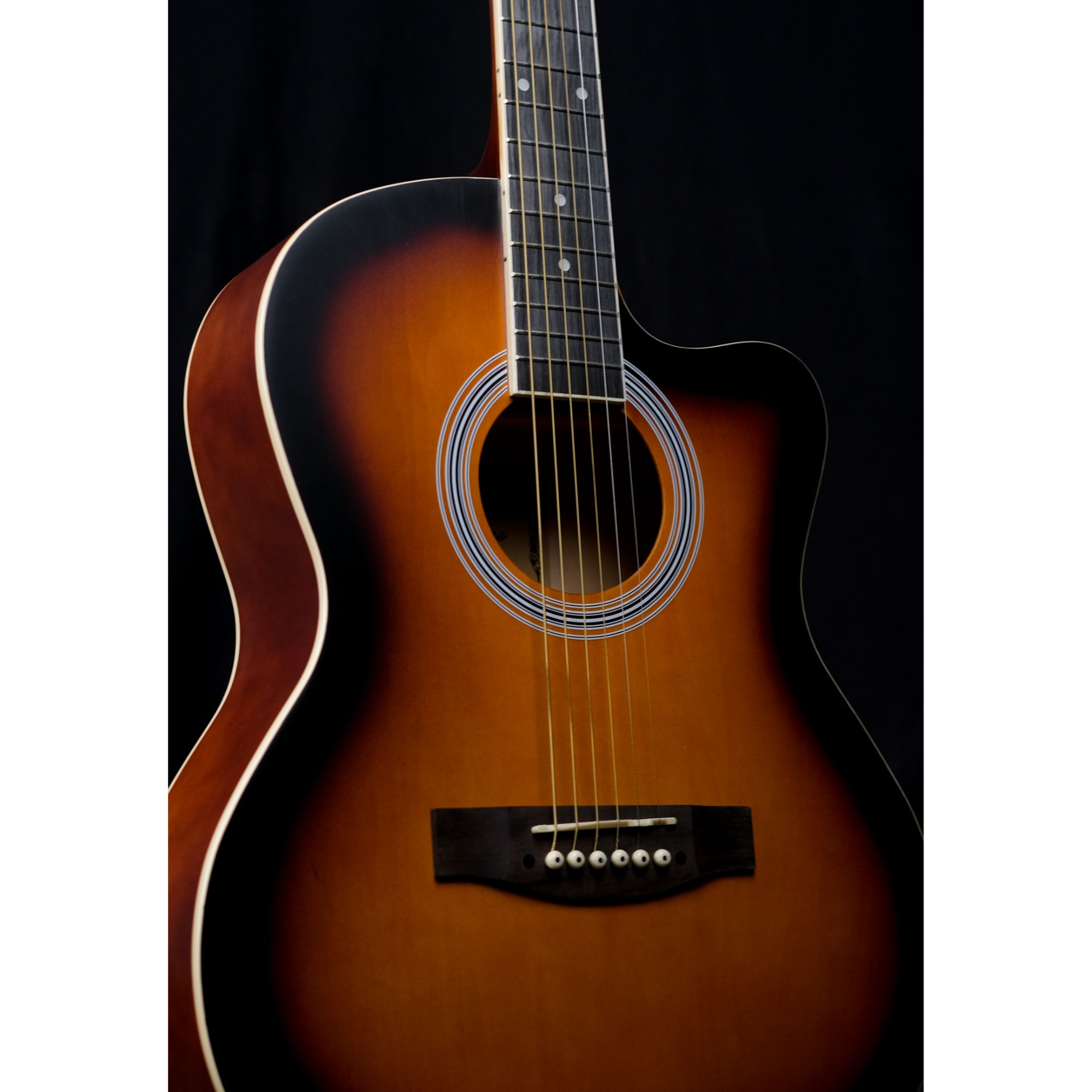 39inch RT39CE Piezo Sunburst matt cutaway semi acoustic guitar with bag and plectrums
