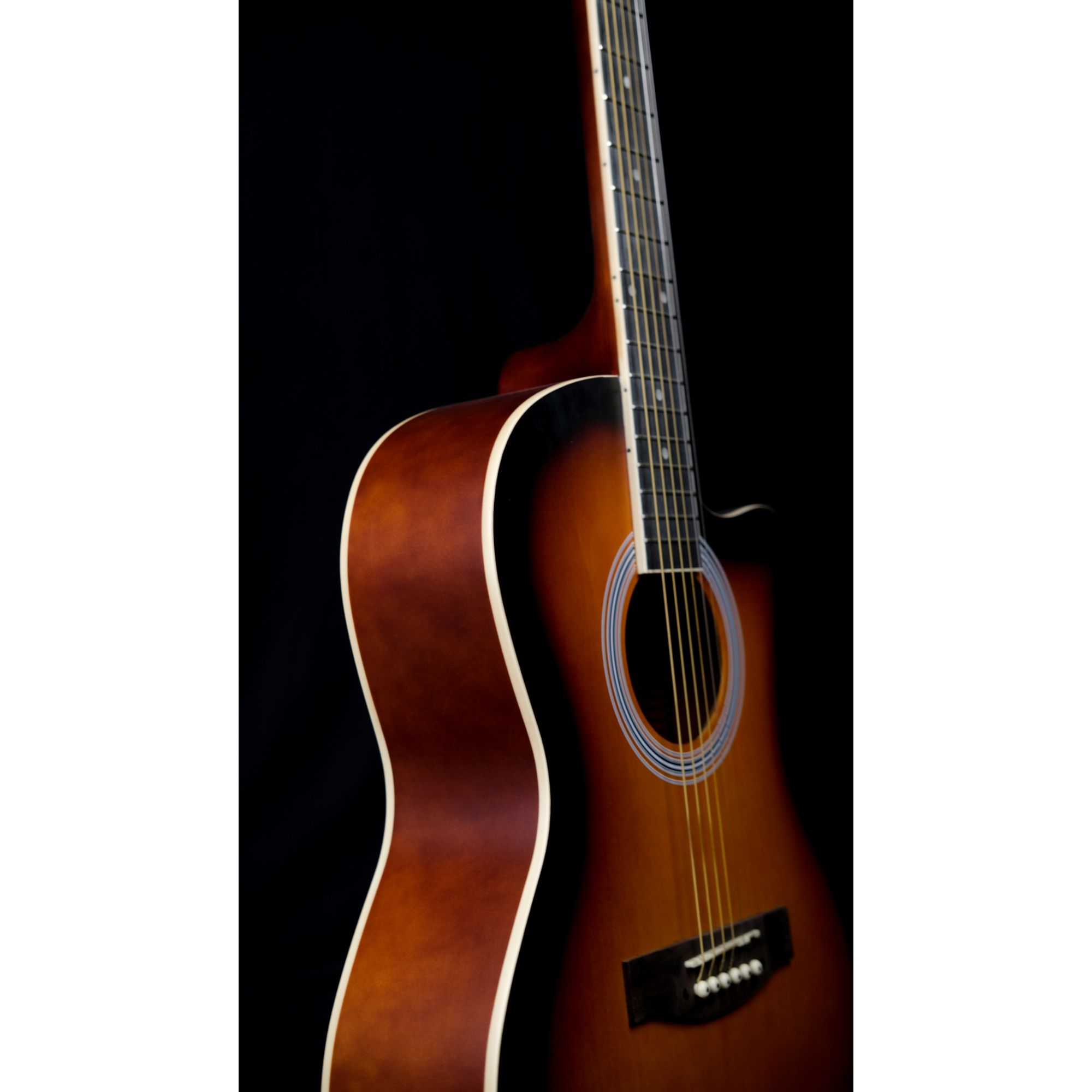 39inch RT39CE Piezo Sunburst matt cutaway semi acoustic guitar with bag and plectrums