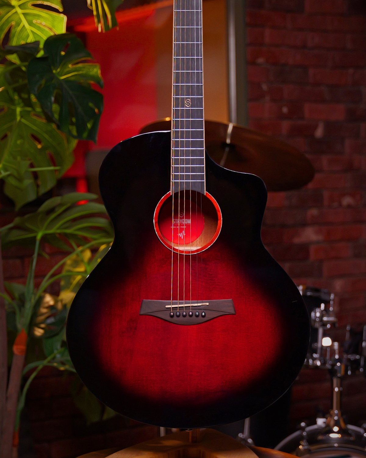 Strydom F240CE auditorium semi acoustic guitar Cherry red gloss