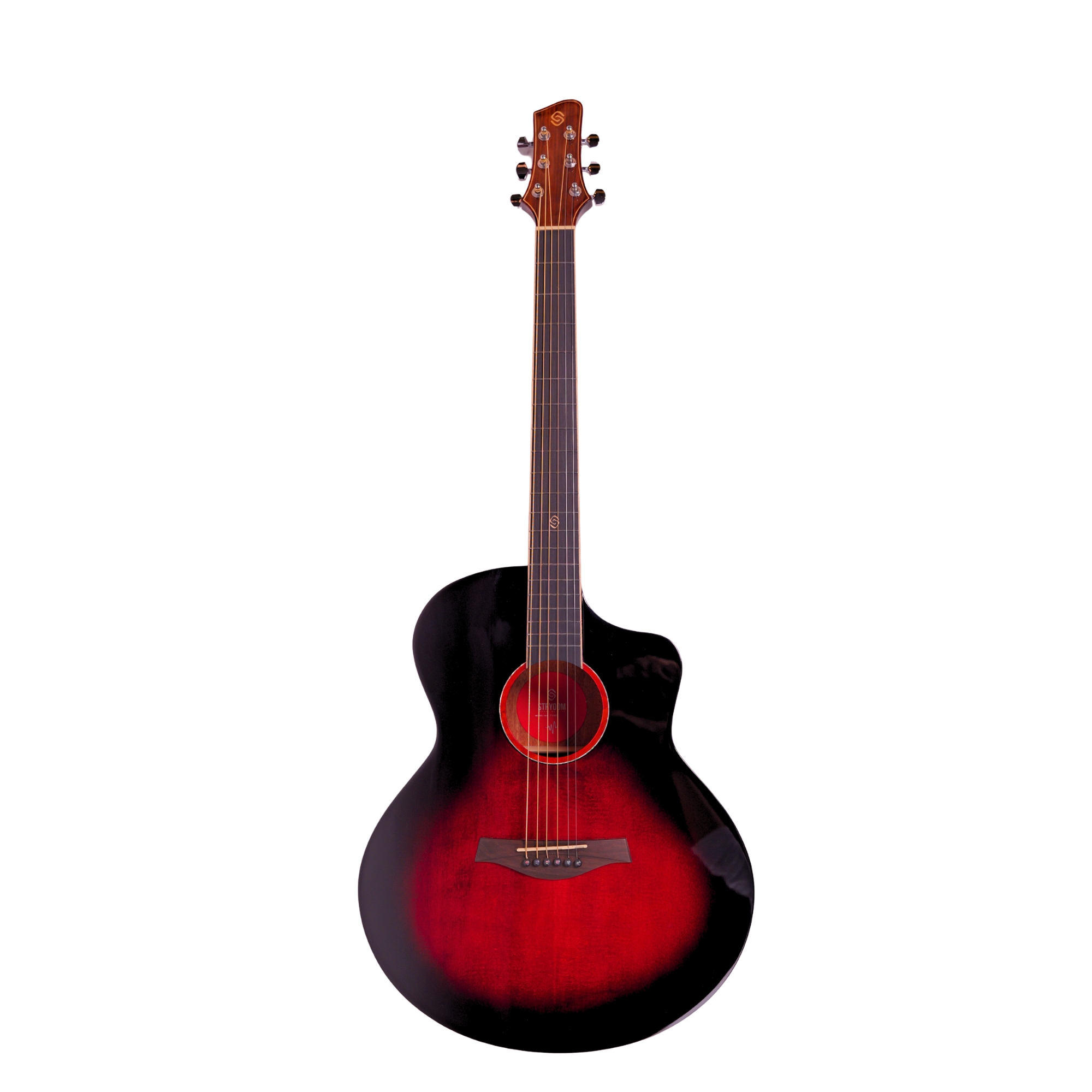 Strydom F240CE auditorium semi acoustic guitar Cherry red gloss
