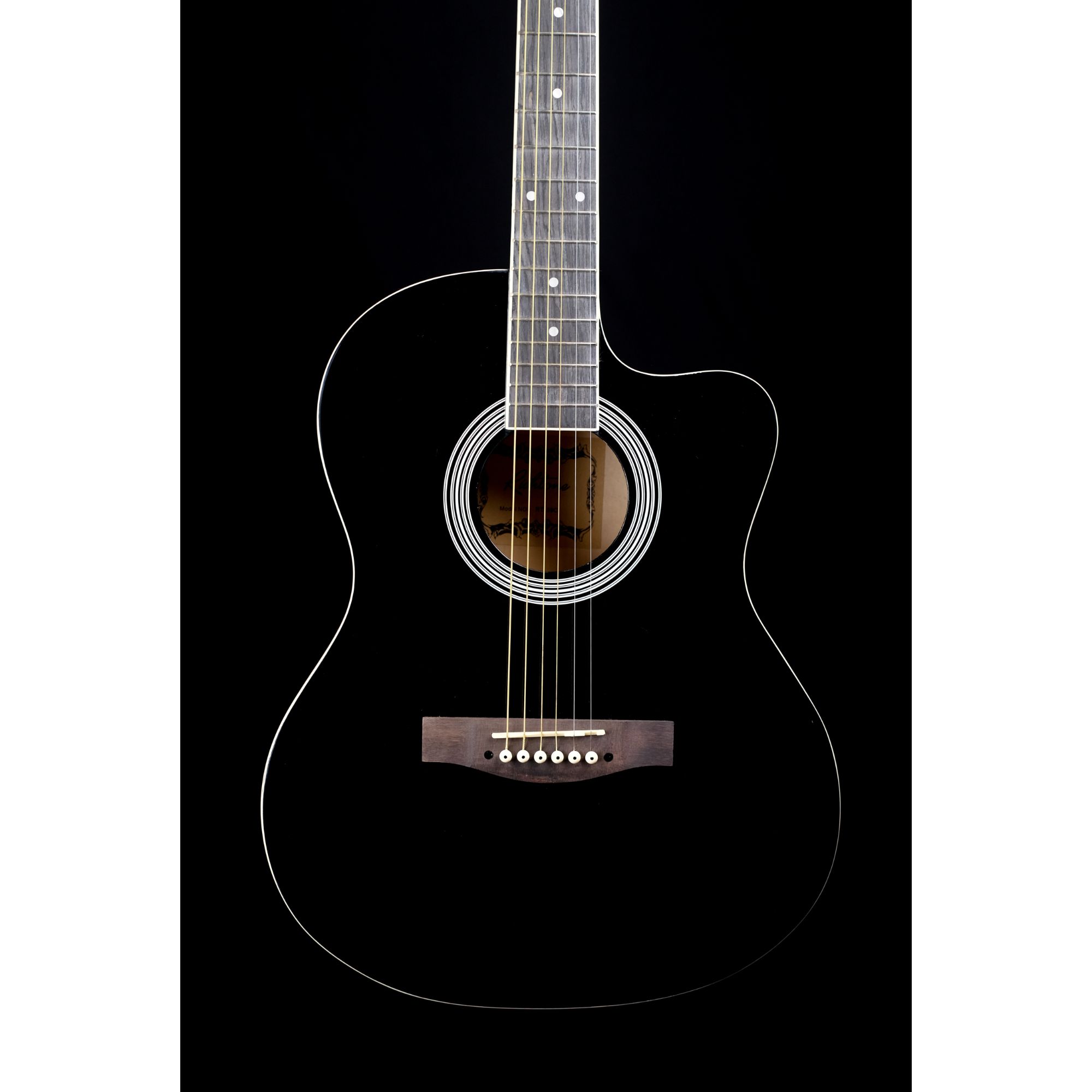 Richtone 39inch RT39C Black glossy cutaway guitar