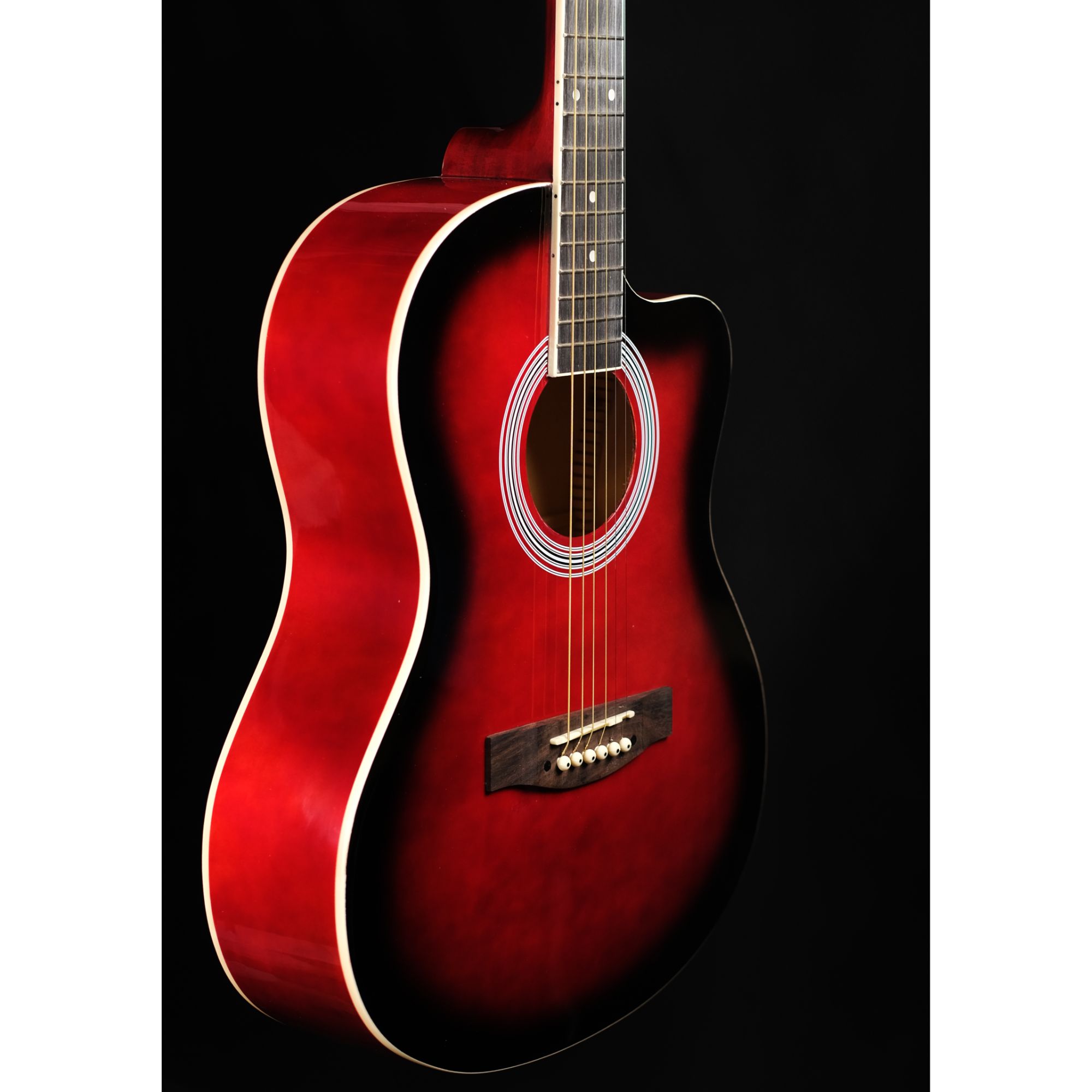 Richtone 39inch RT39C Black glossy cutaway guitar