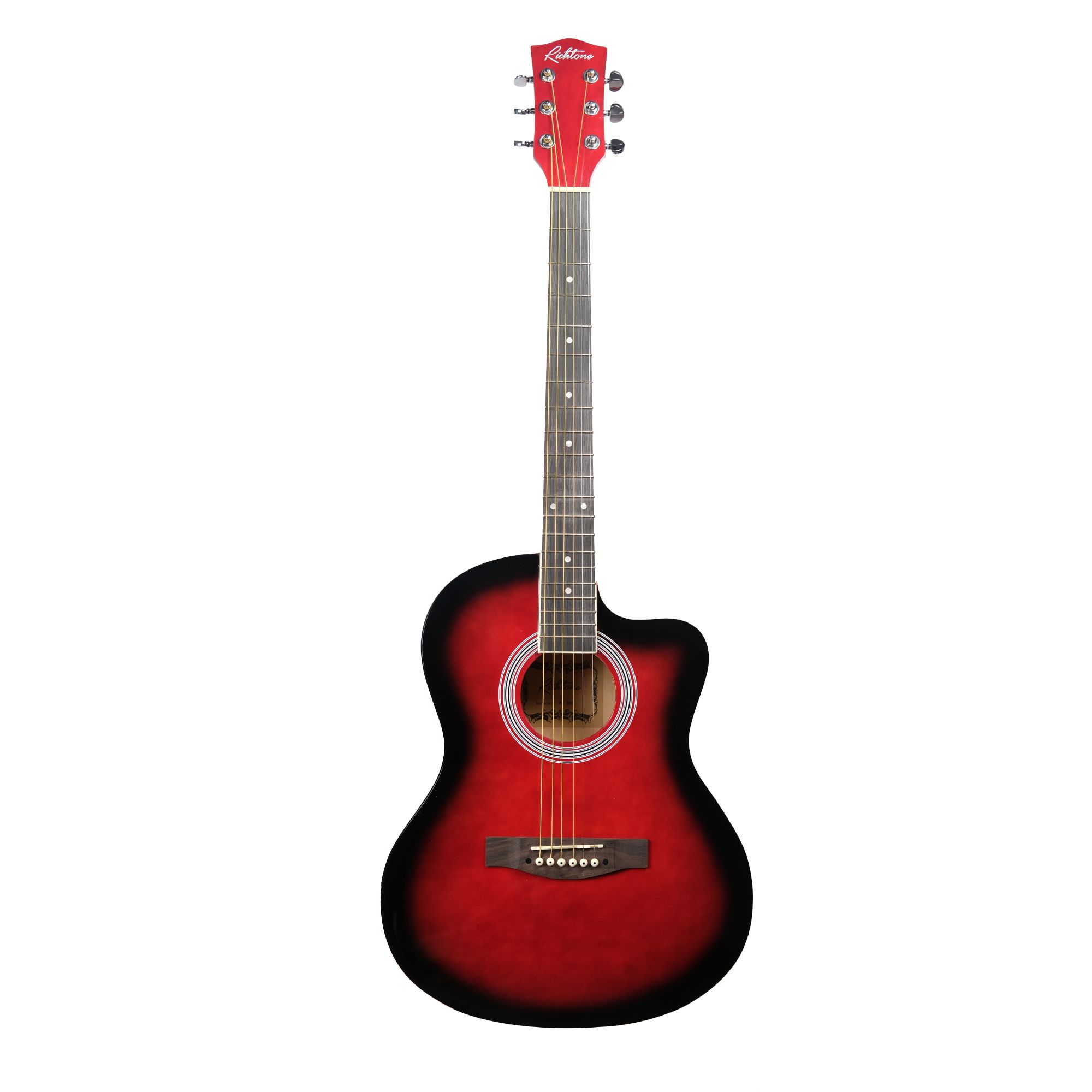 Richtone 39inch RT39C Redburst glossy cutaway guitar